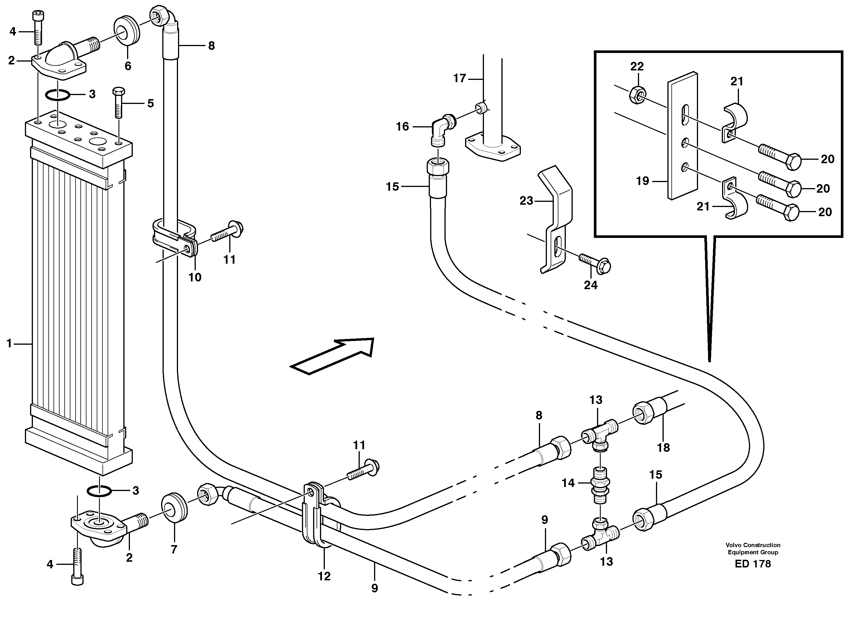 Hydraulic oil cooler — volvo parts diagram