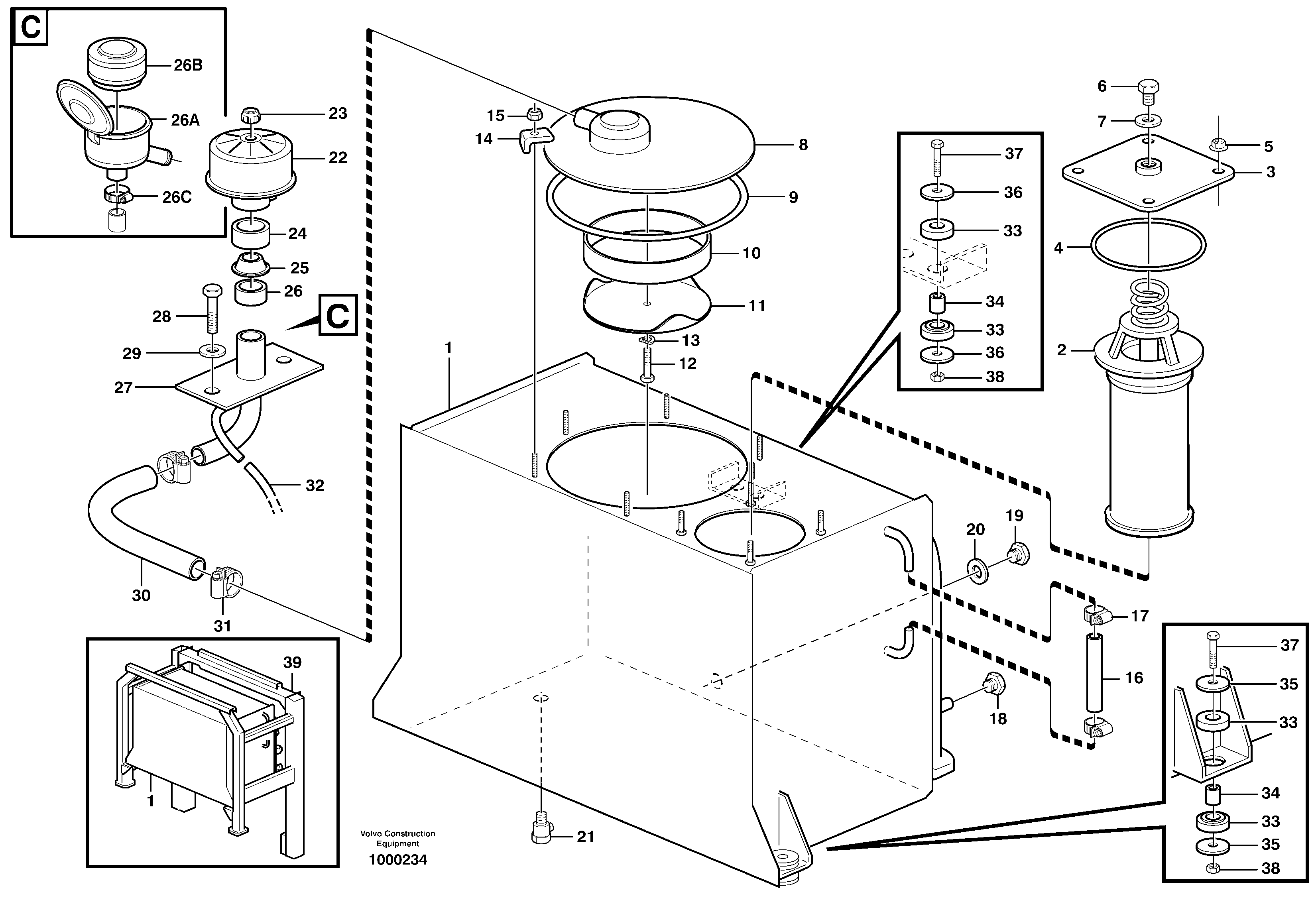 Hydraulic oil tank — volvo parts diagram