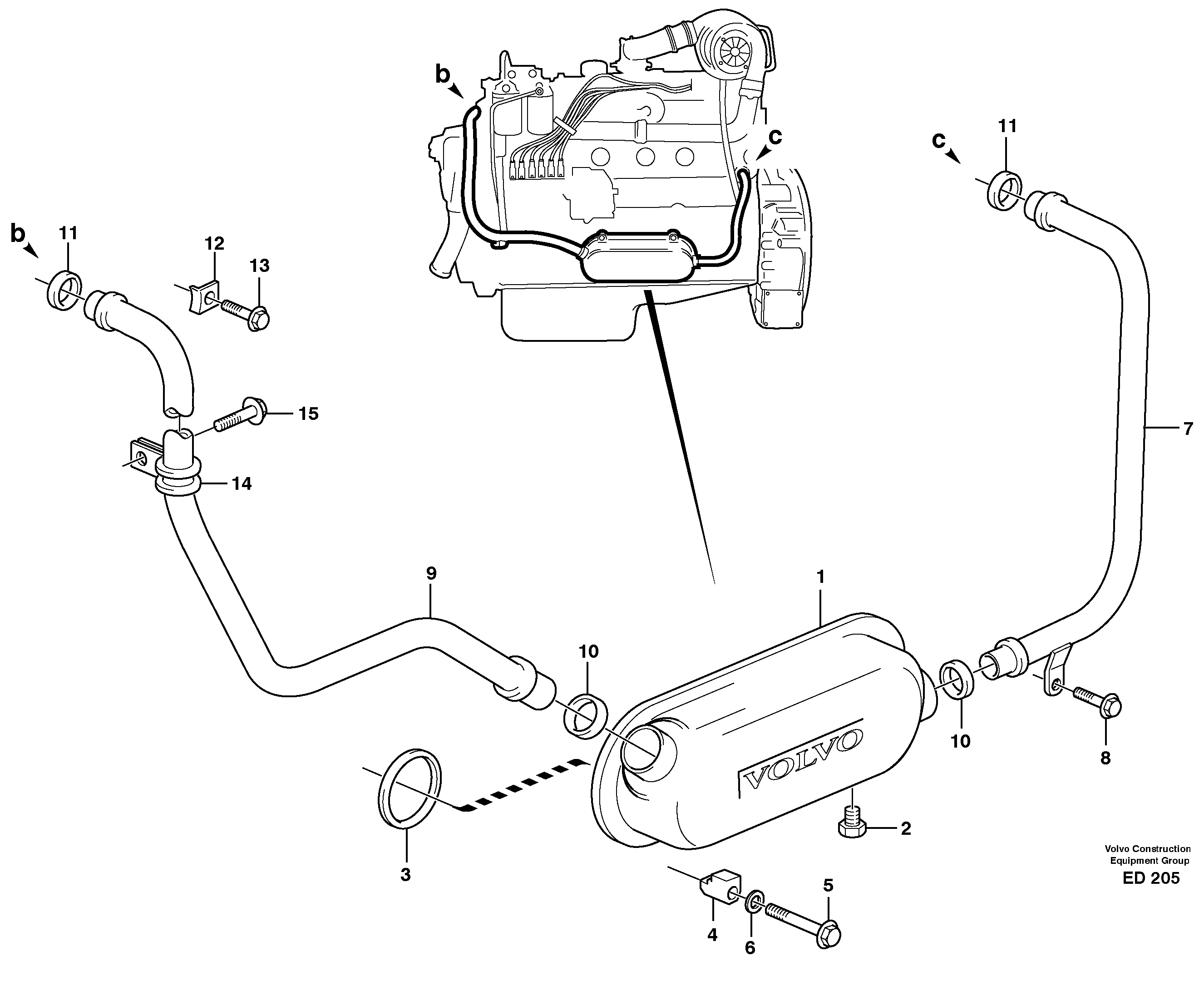 Oil cooler with hoses — volvo parts diagram