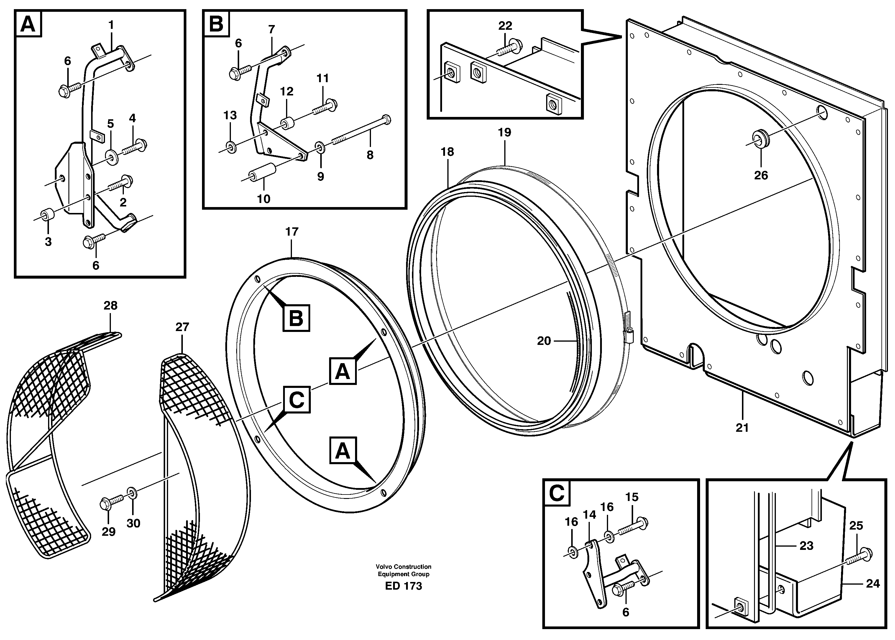 Fan and fan shroud — volvo parts diagram