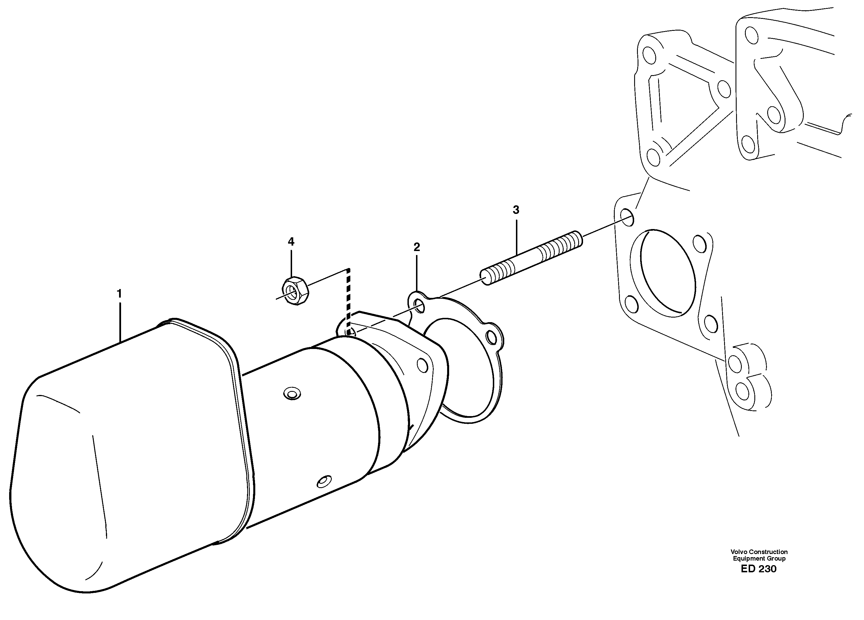 Starter motor with assembling details — volvo parts diagram