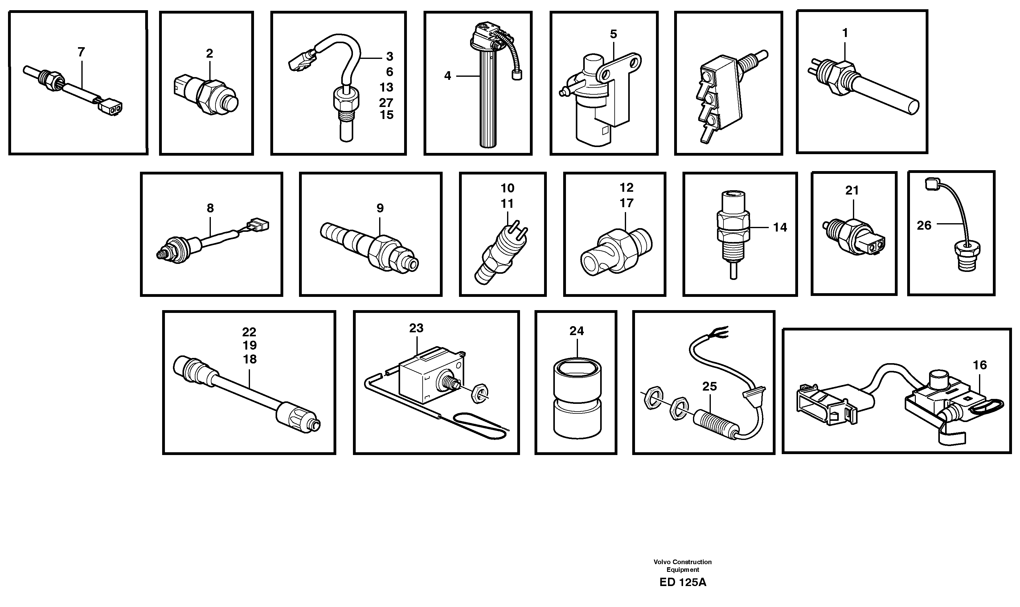 Sensors, reference list — volvo parts diagram