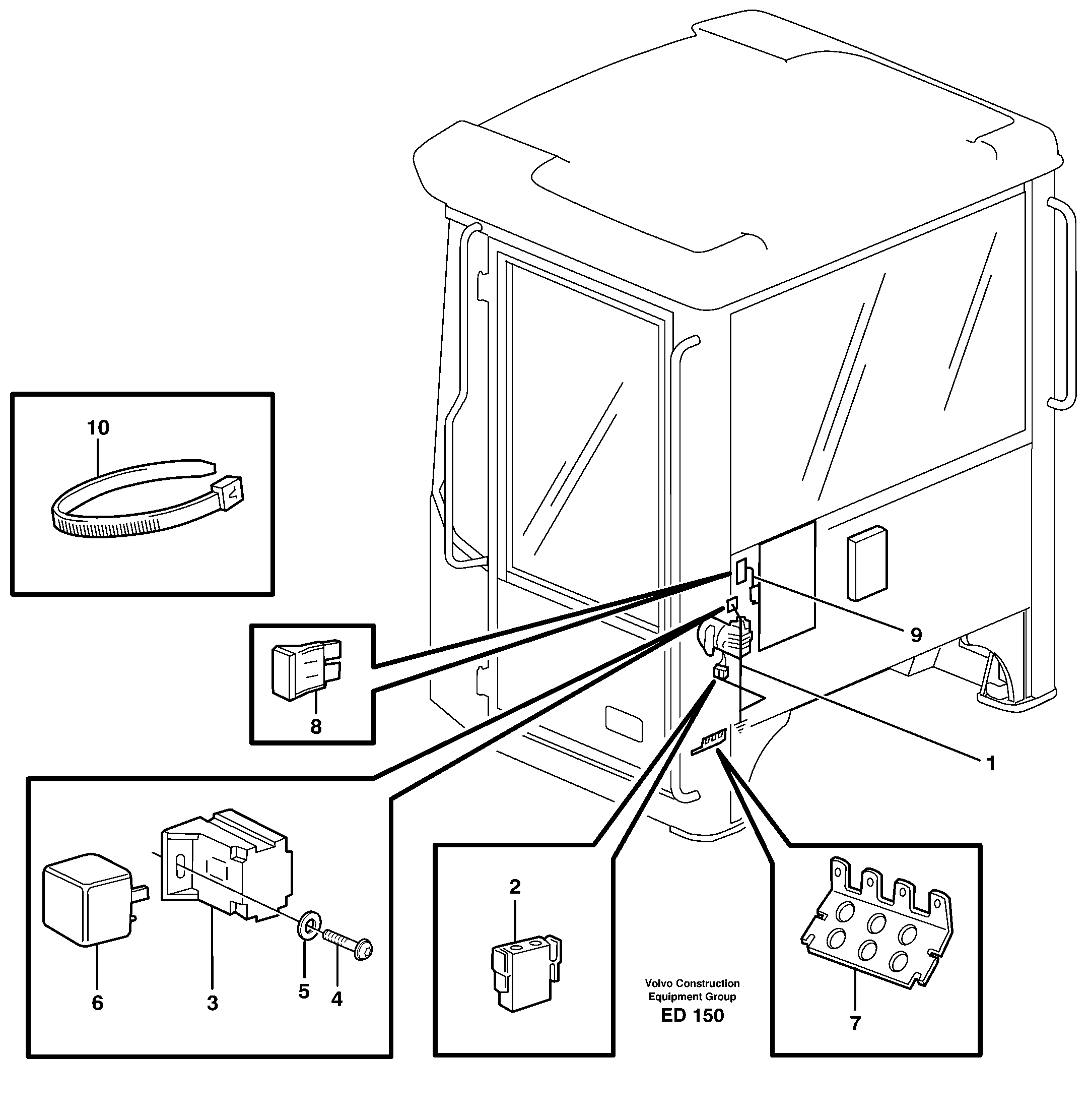 Cable harness, air-suspensioned seat.  80506, 80572 — volvo parts diagram