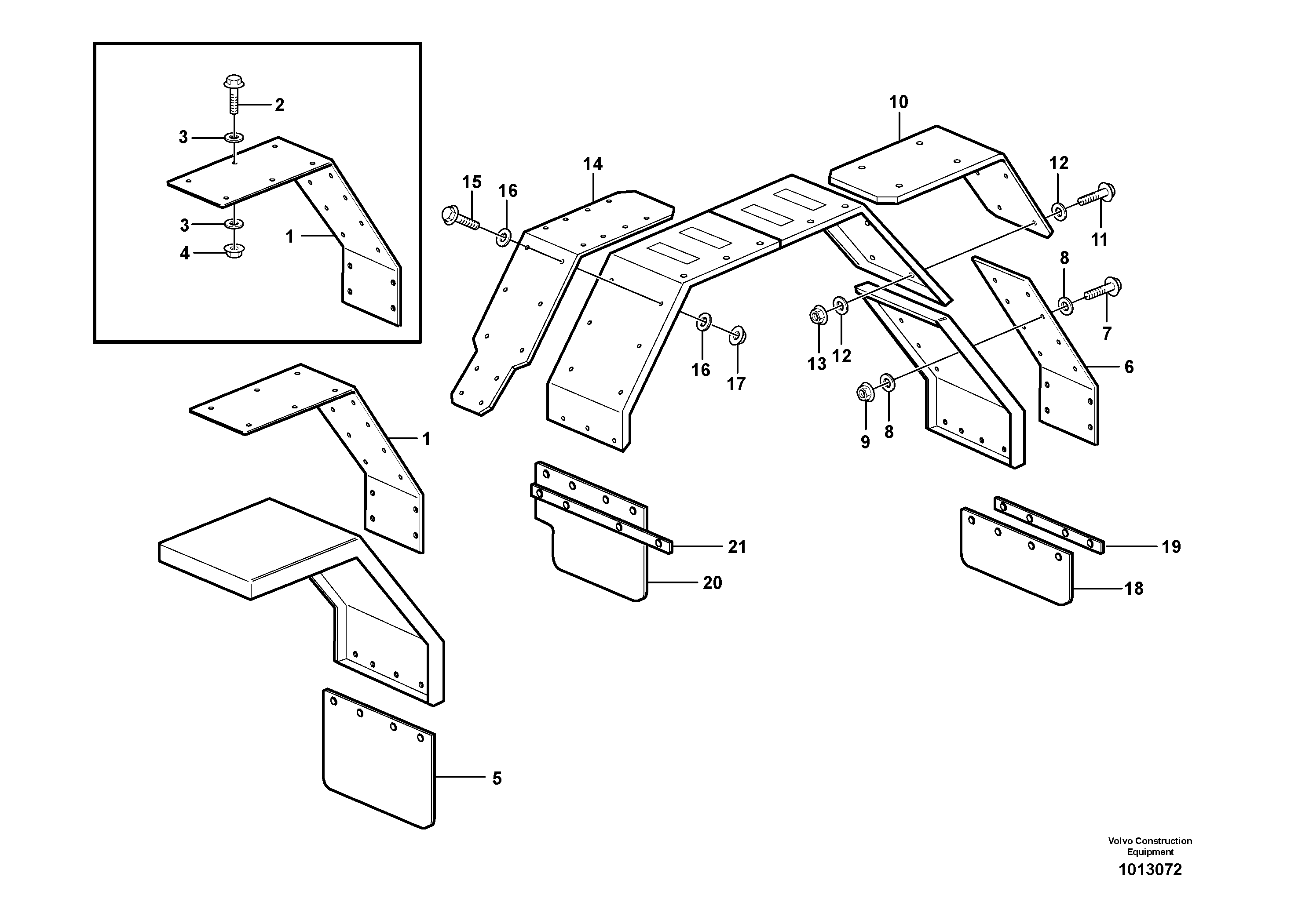 Widener kit for standard mudguards, front/rear.  80809 — volvo parts diagram