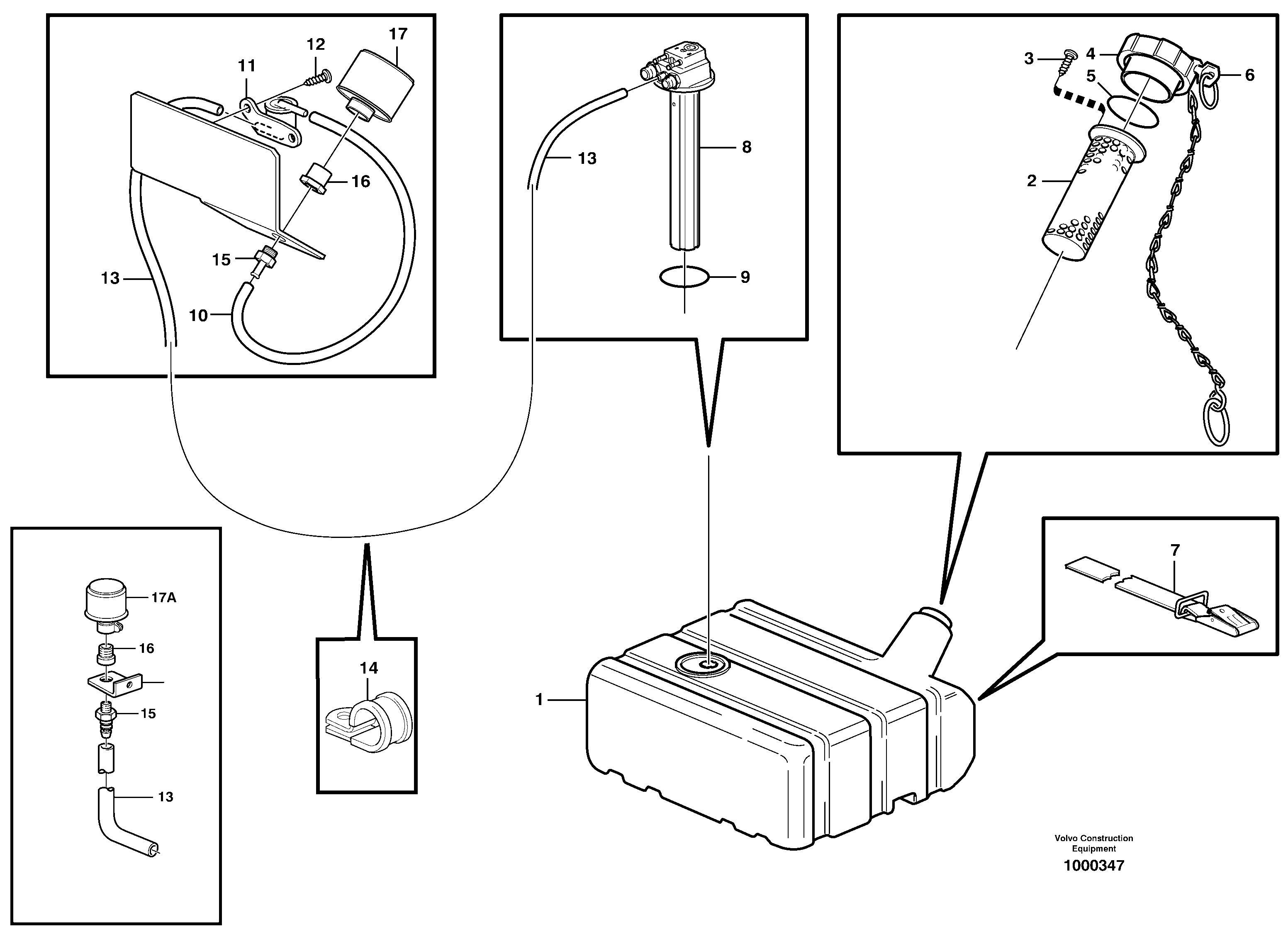 Fuel tank with fitting parts — volvo parts diagram