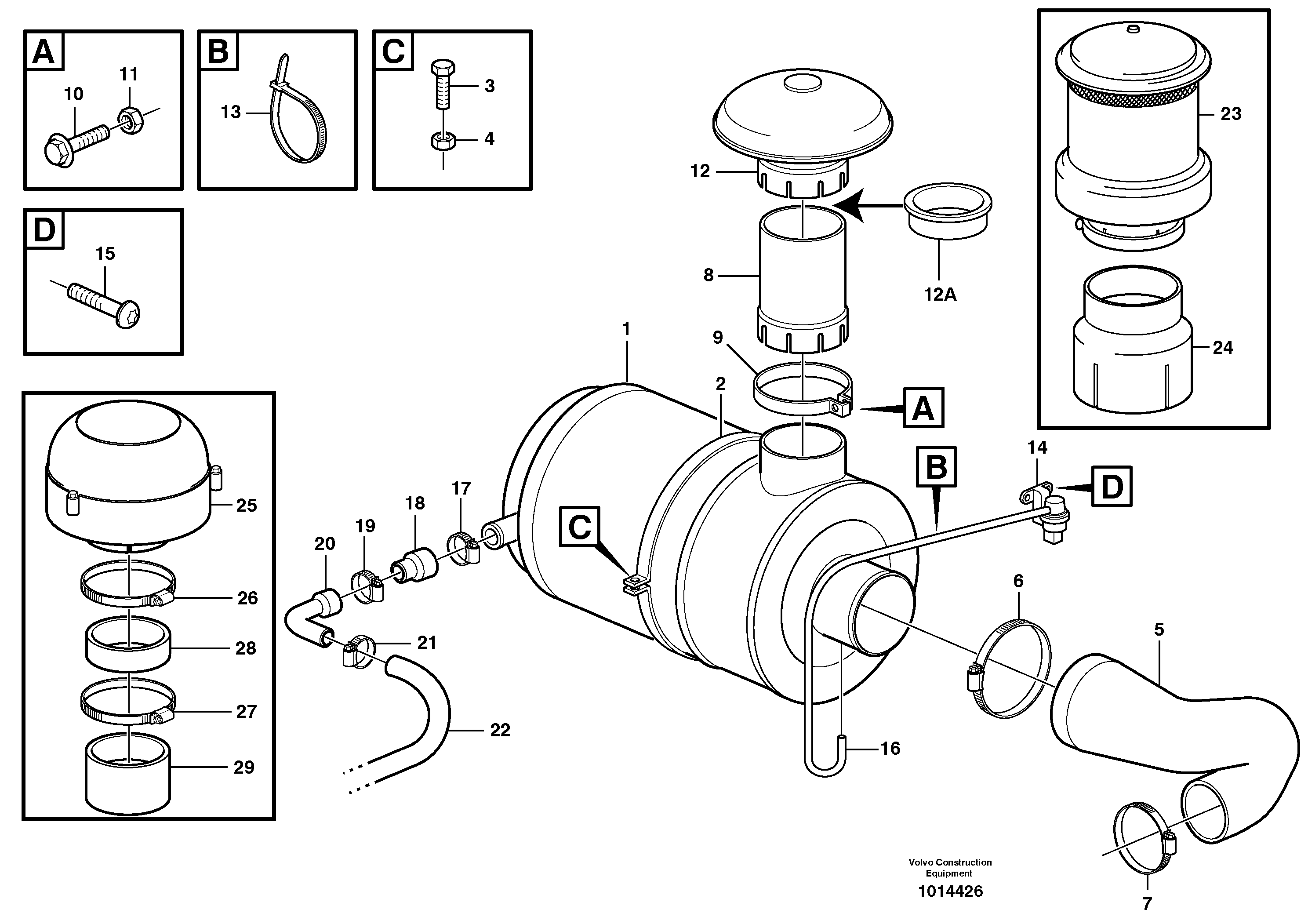 Air filter with fitting parts — volvo parts diagram