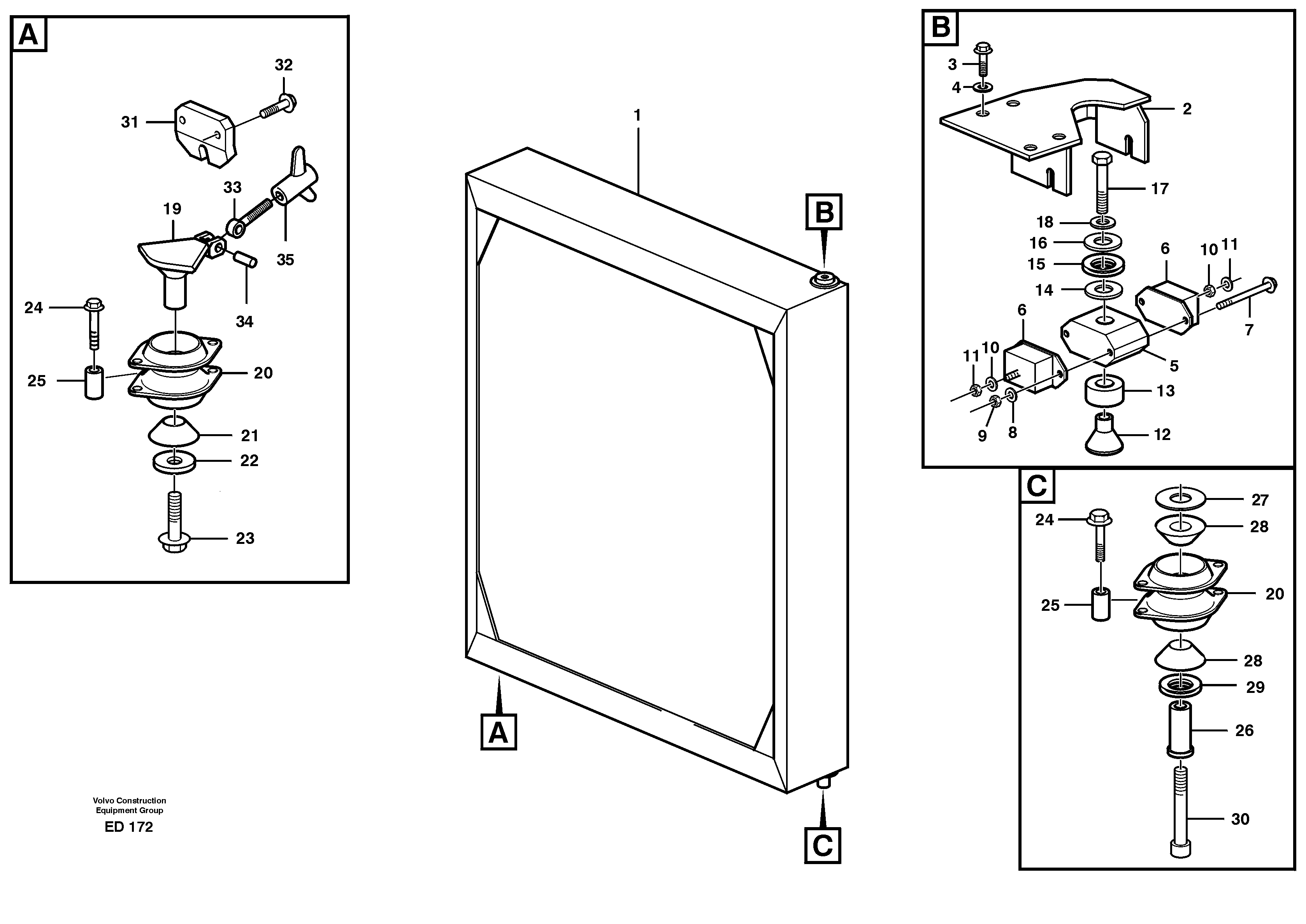 Radiator with fitting parts — volvo parts diagram