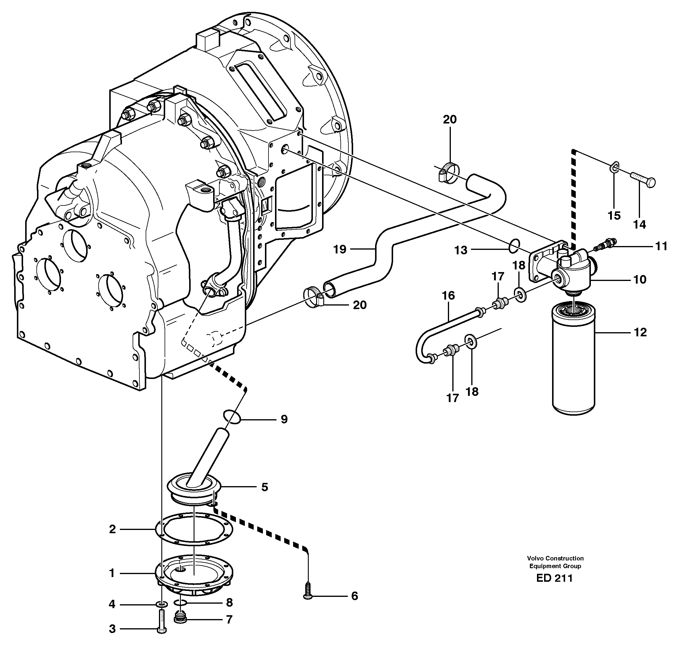 Oil reservoir, strainer and filter  22524, 22536 — volvo parts diagram