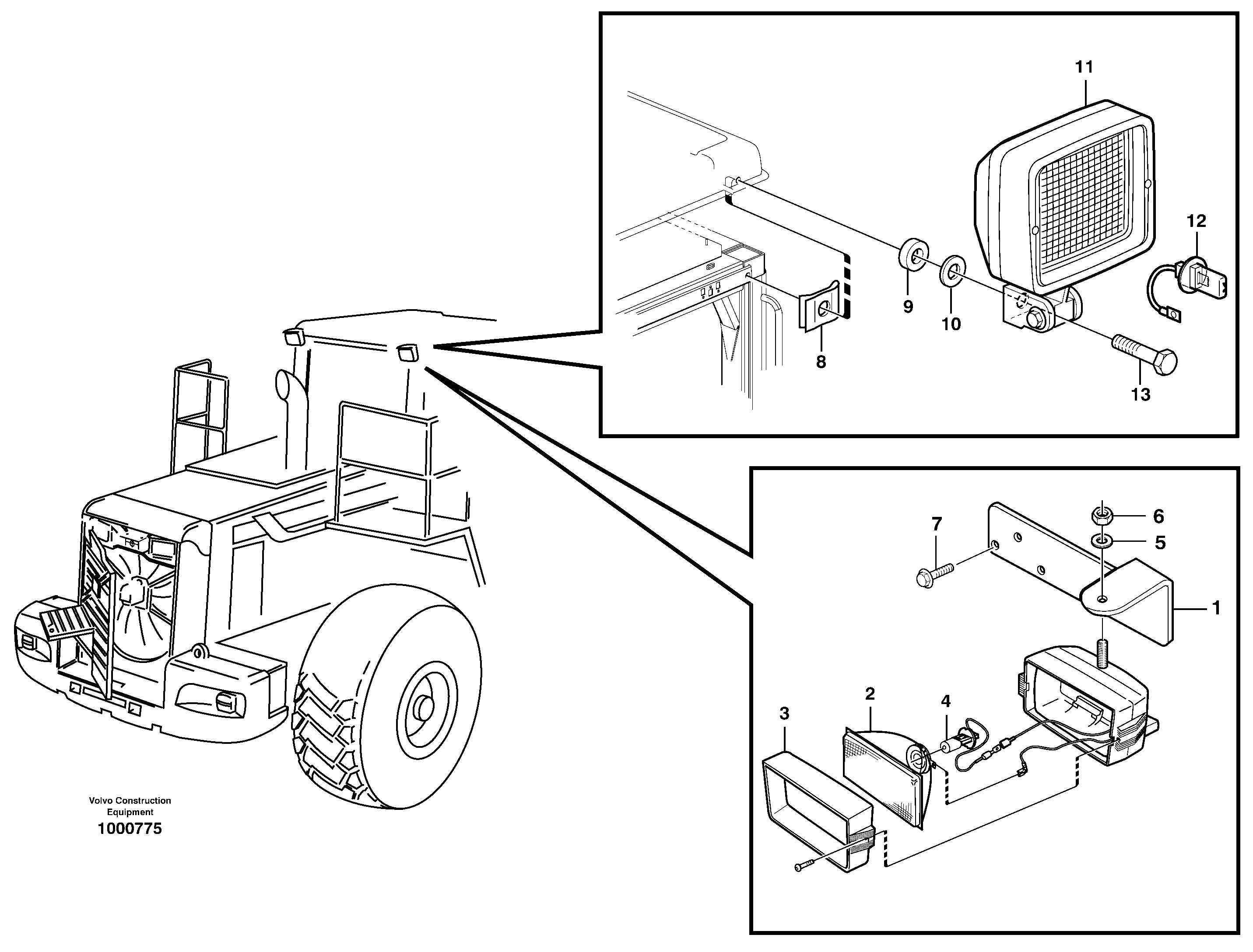 Work lights, rear  93792, 80943 — volvo parts diagram