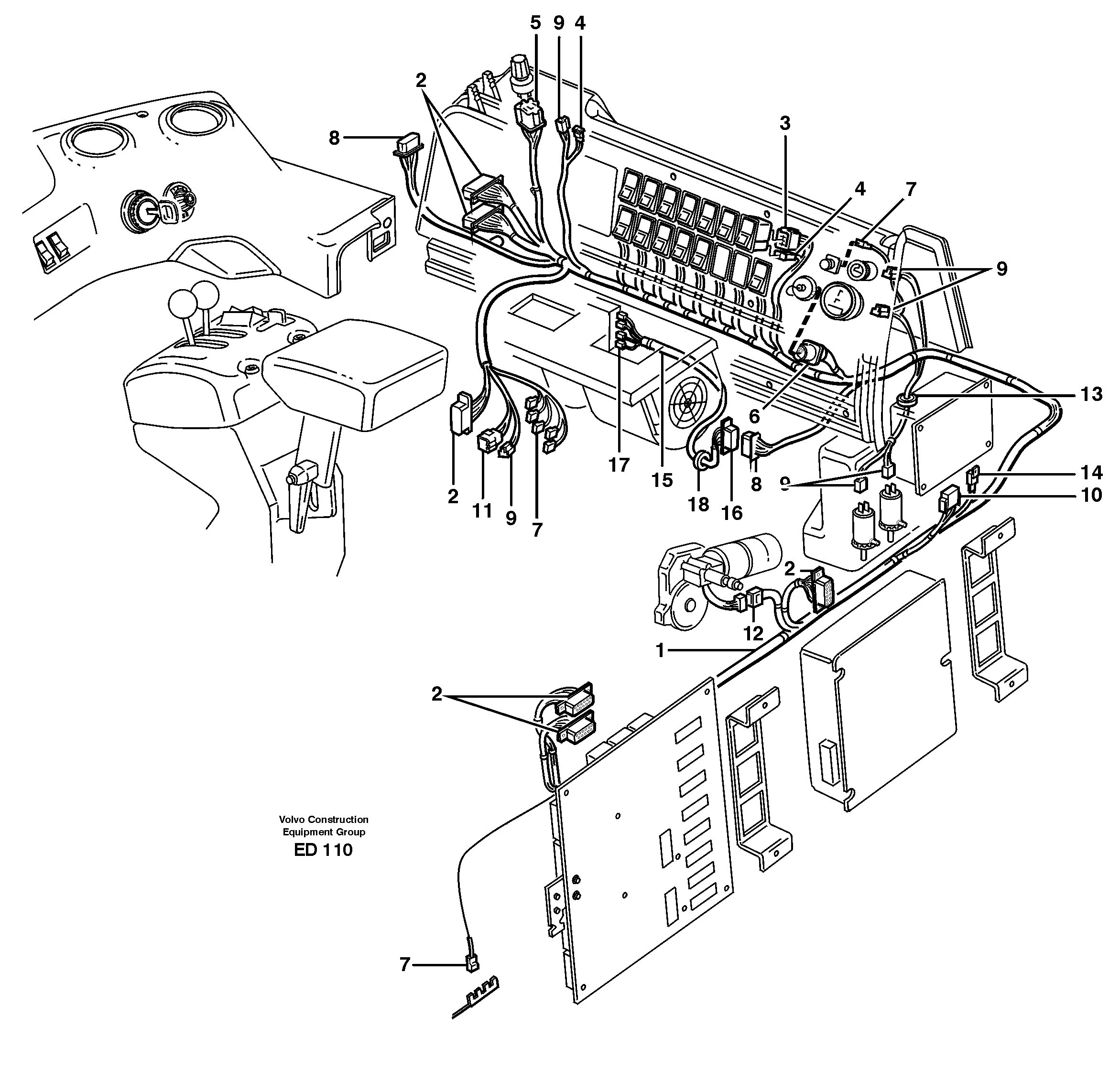 Cable harnesses, cab  33264 — volvo parts diagram