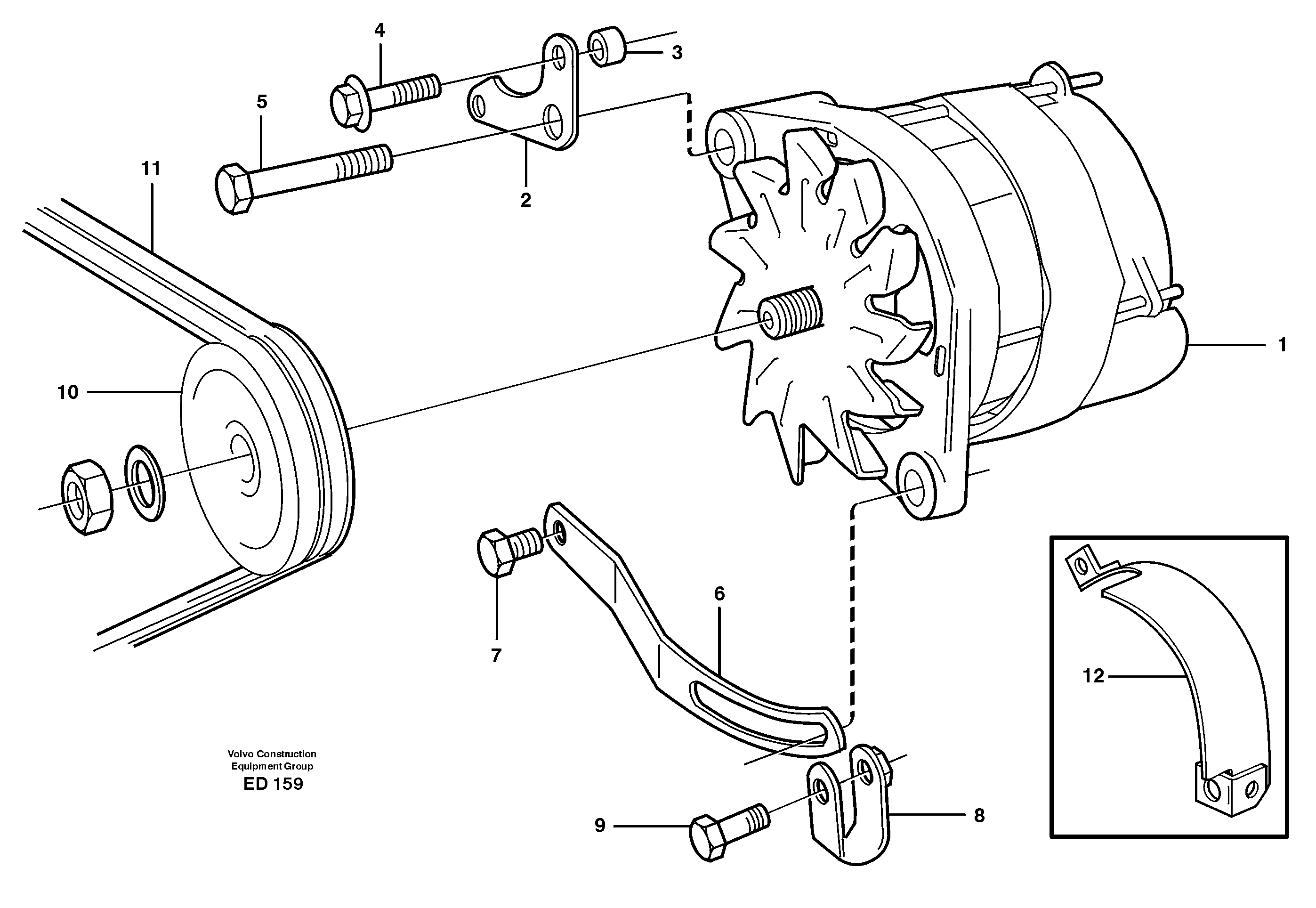 Alternator with assembling details — volvo parts diagram