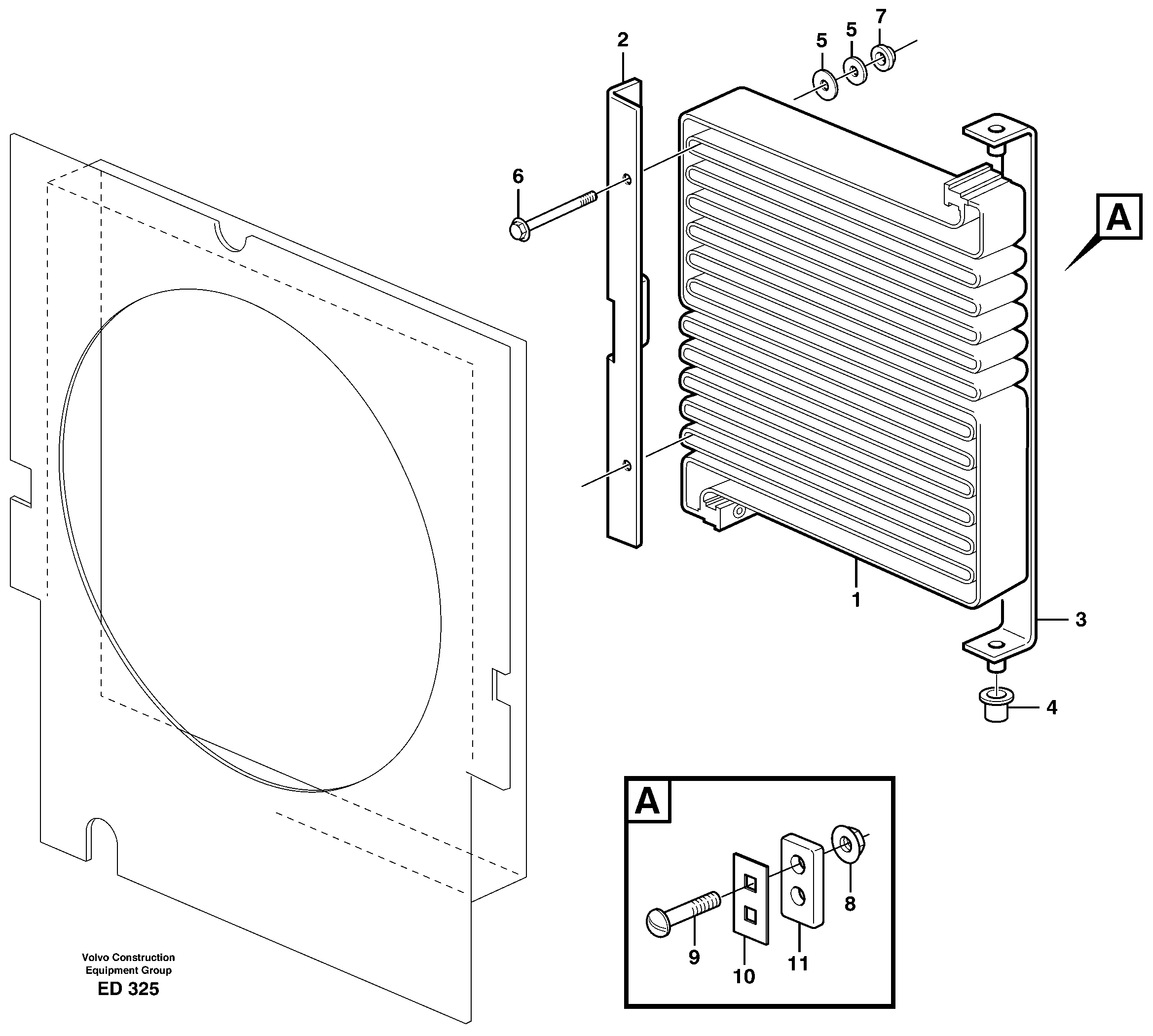 Condenser for cooling agent R134a with fitting parts.  80280 — volvo parts diagram