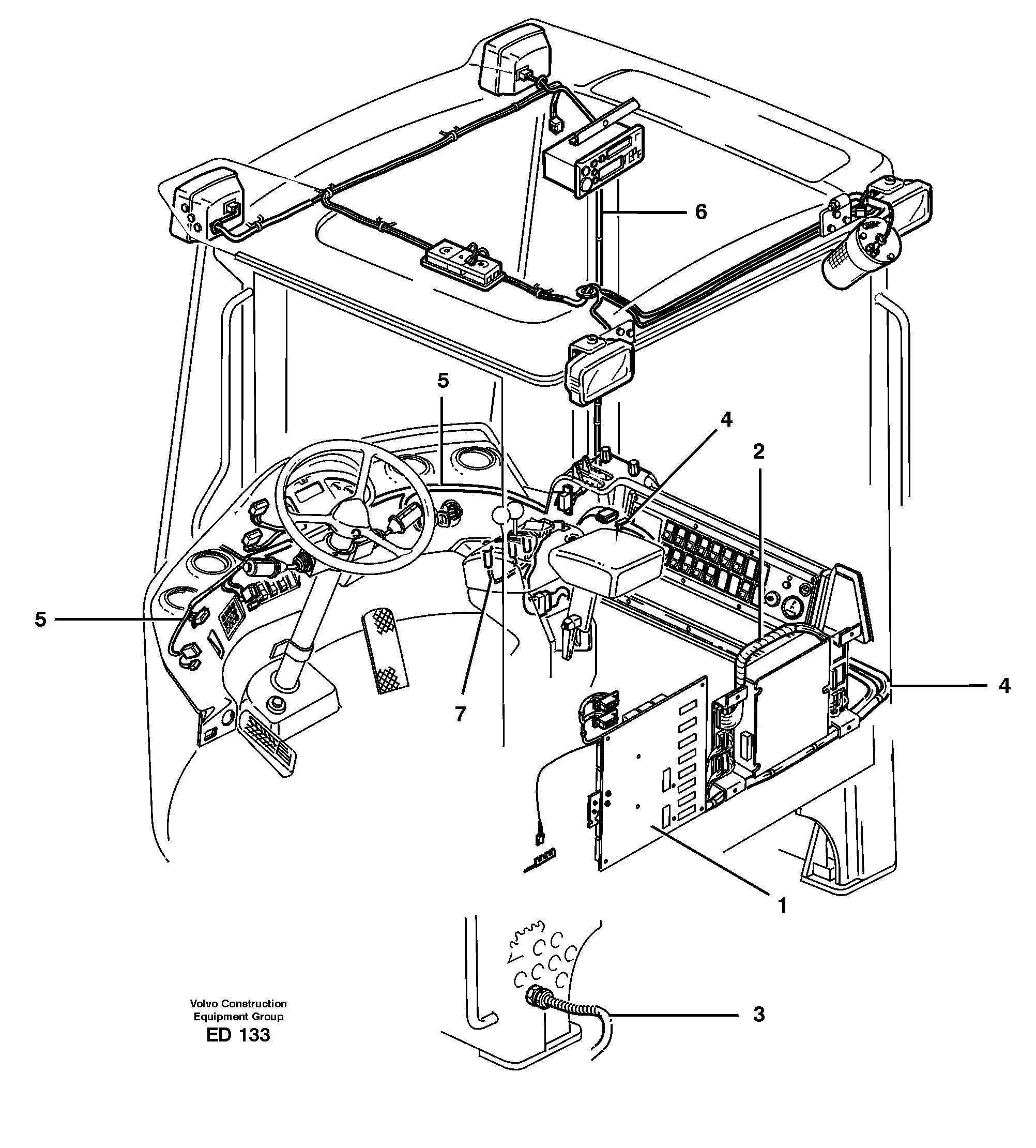 Cable harnesses, cab — volvo parts diagram