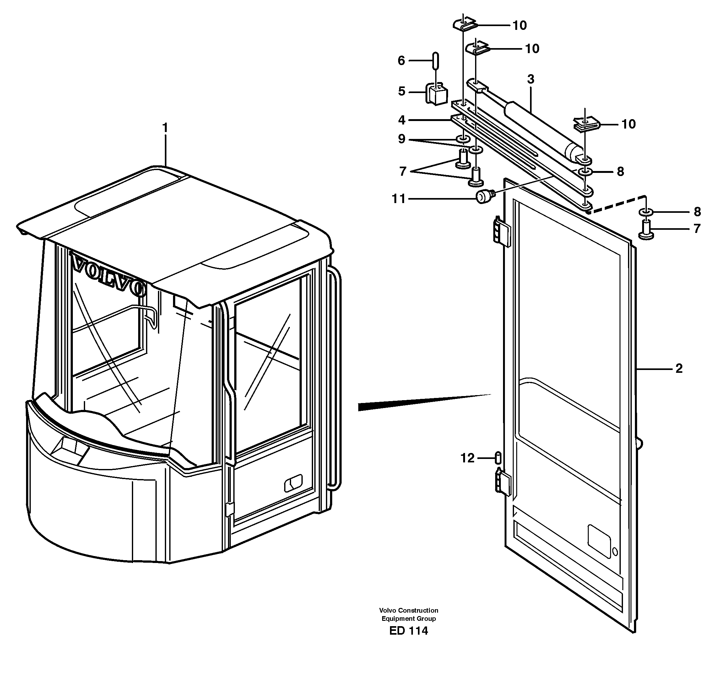 Door with fitting parts — volvo parts diagram