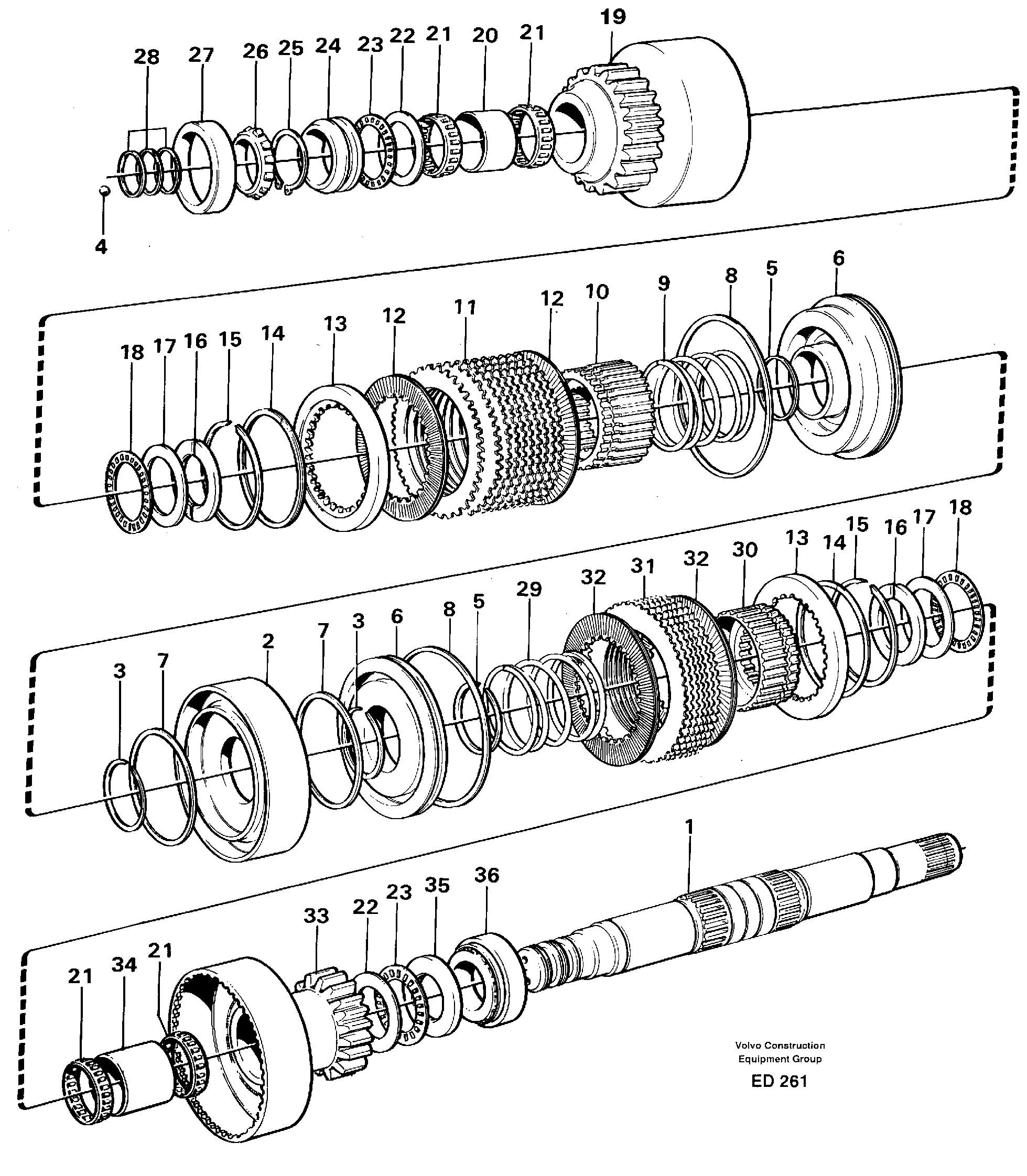 Clutches 3:rd and 4:th speeds  22524, 22536 — volvo parts diagram