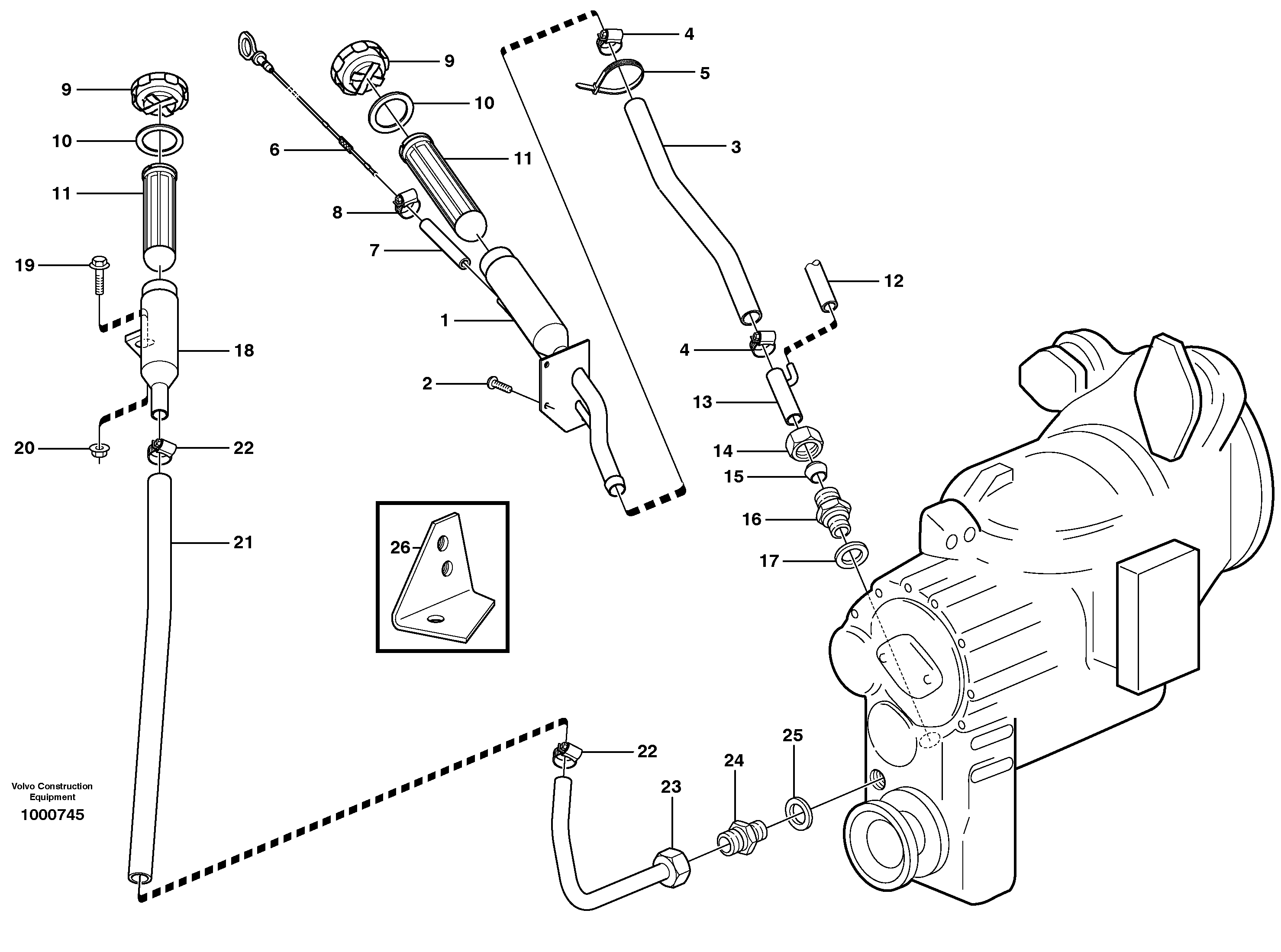Oil filler and dipstick — volvo parts diagram