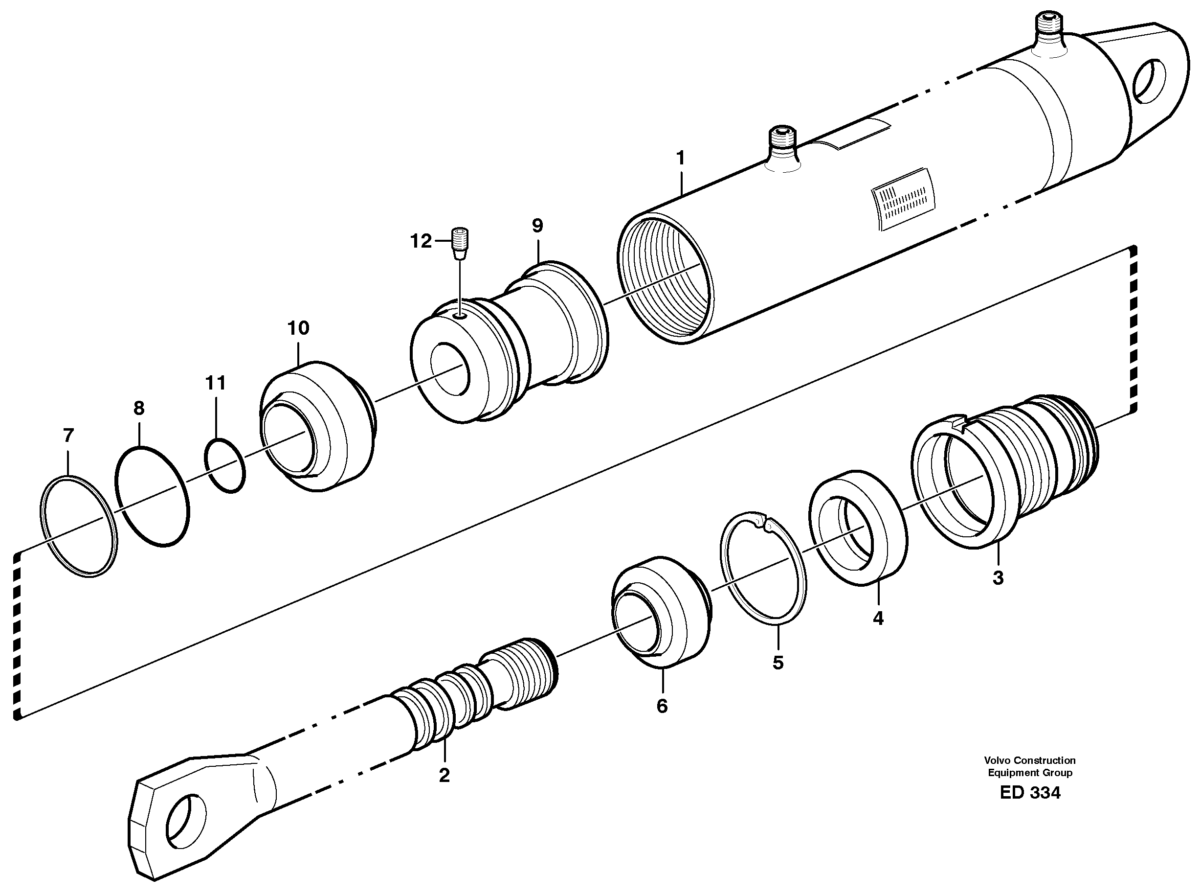Hydraulic cylinder  80009 — volvo parts diagram