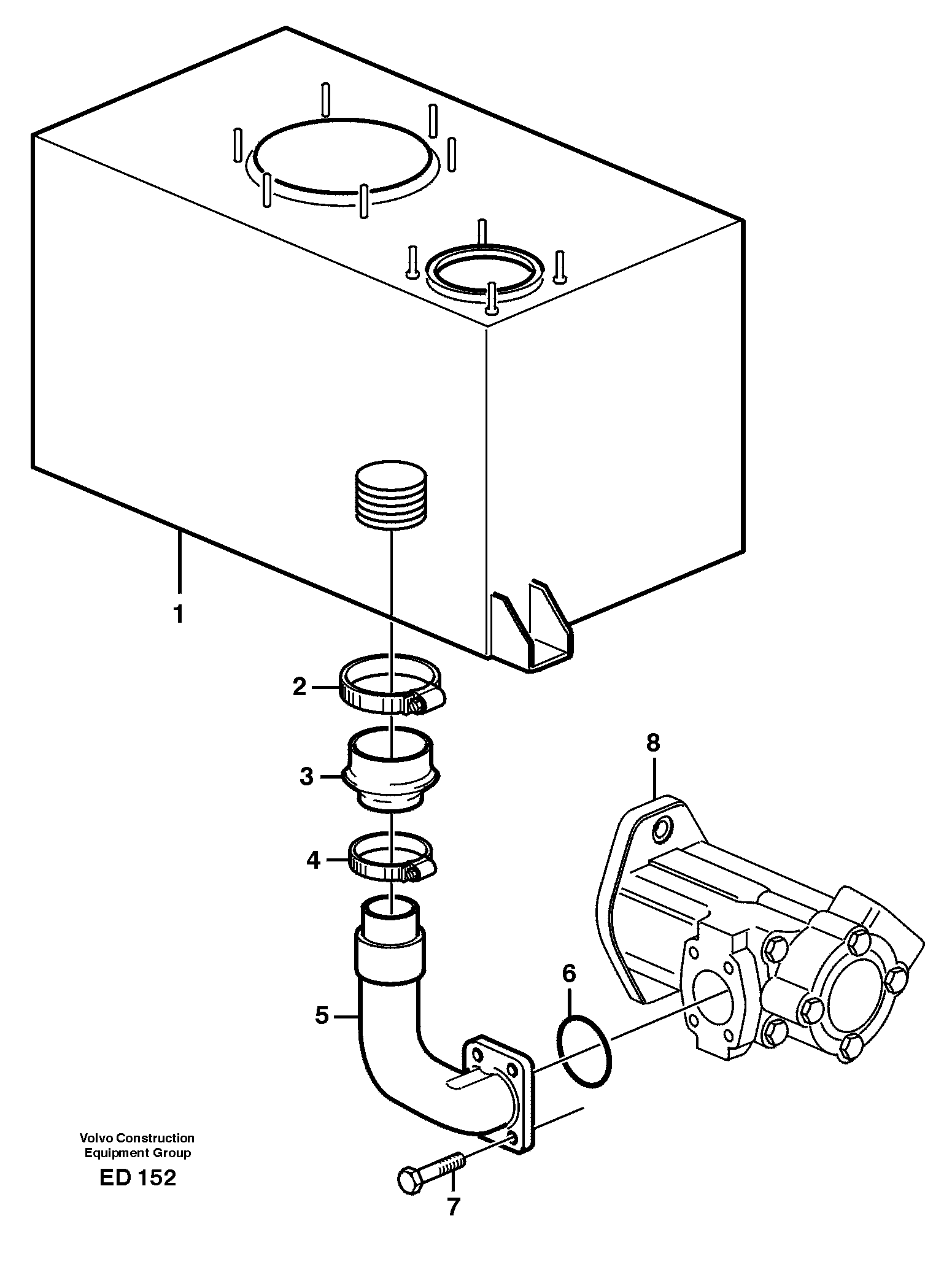 Hydraulic system, suction line — volvo parts diagram