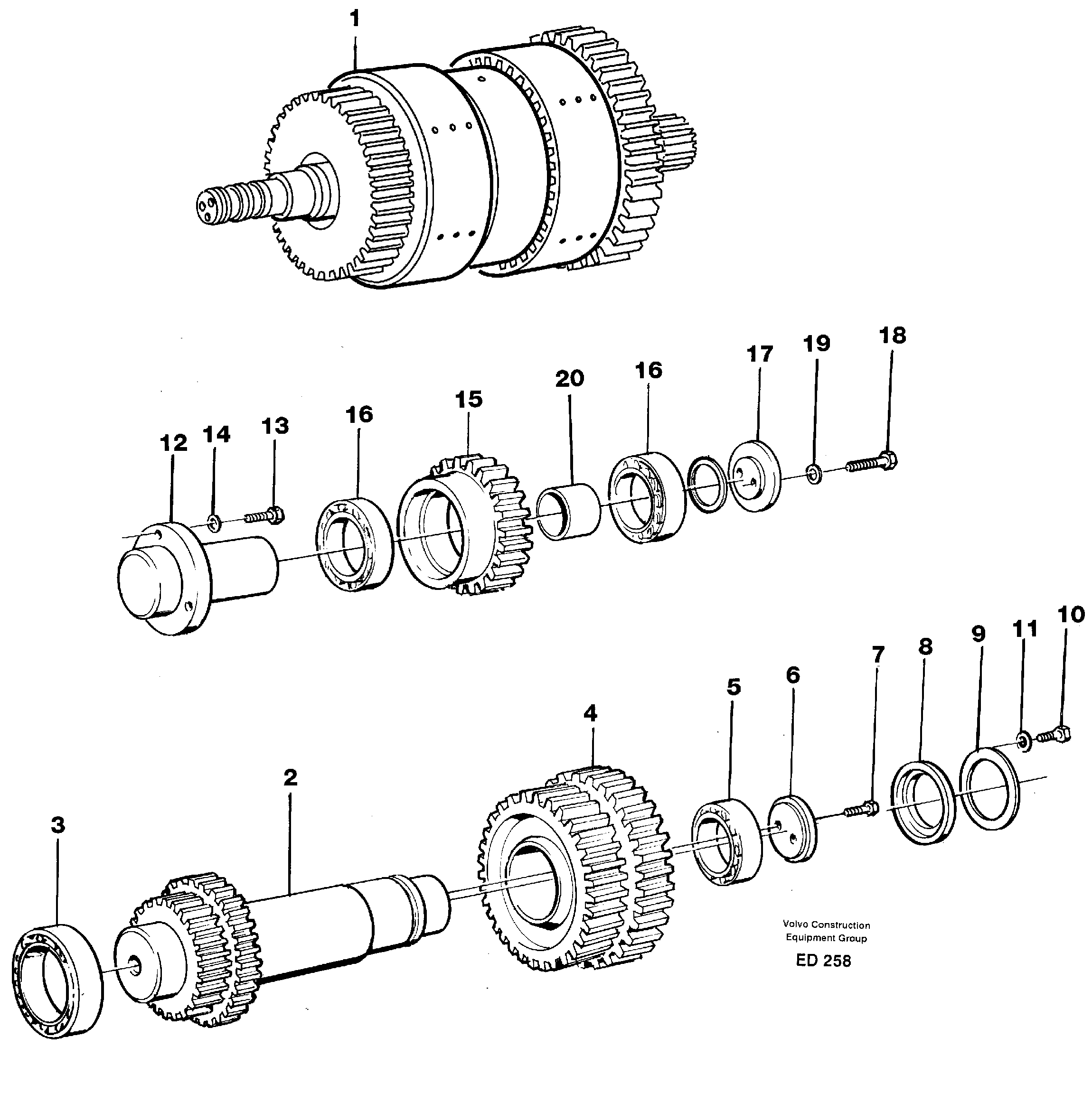 Clutches,gears and shafts  22524, 22536 — volvo parts diagram