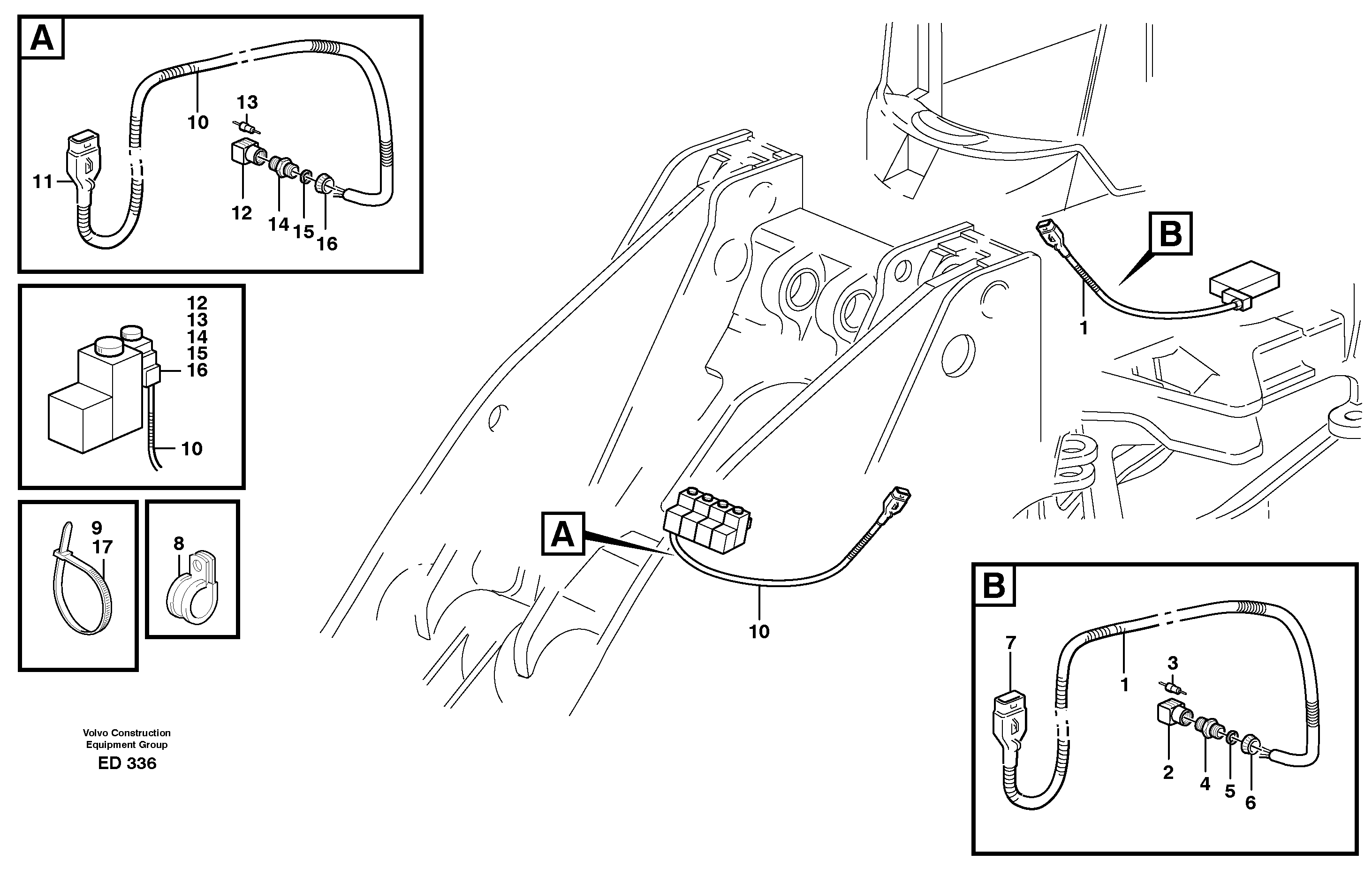 Cable harness, attachment bracket  80283 — volvo parts diagram