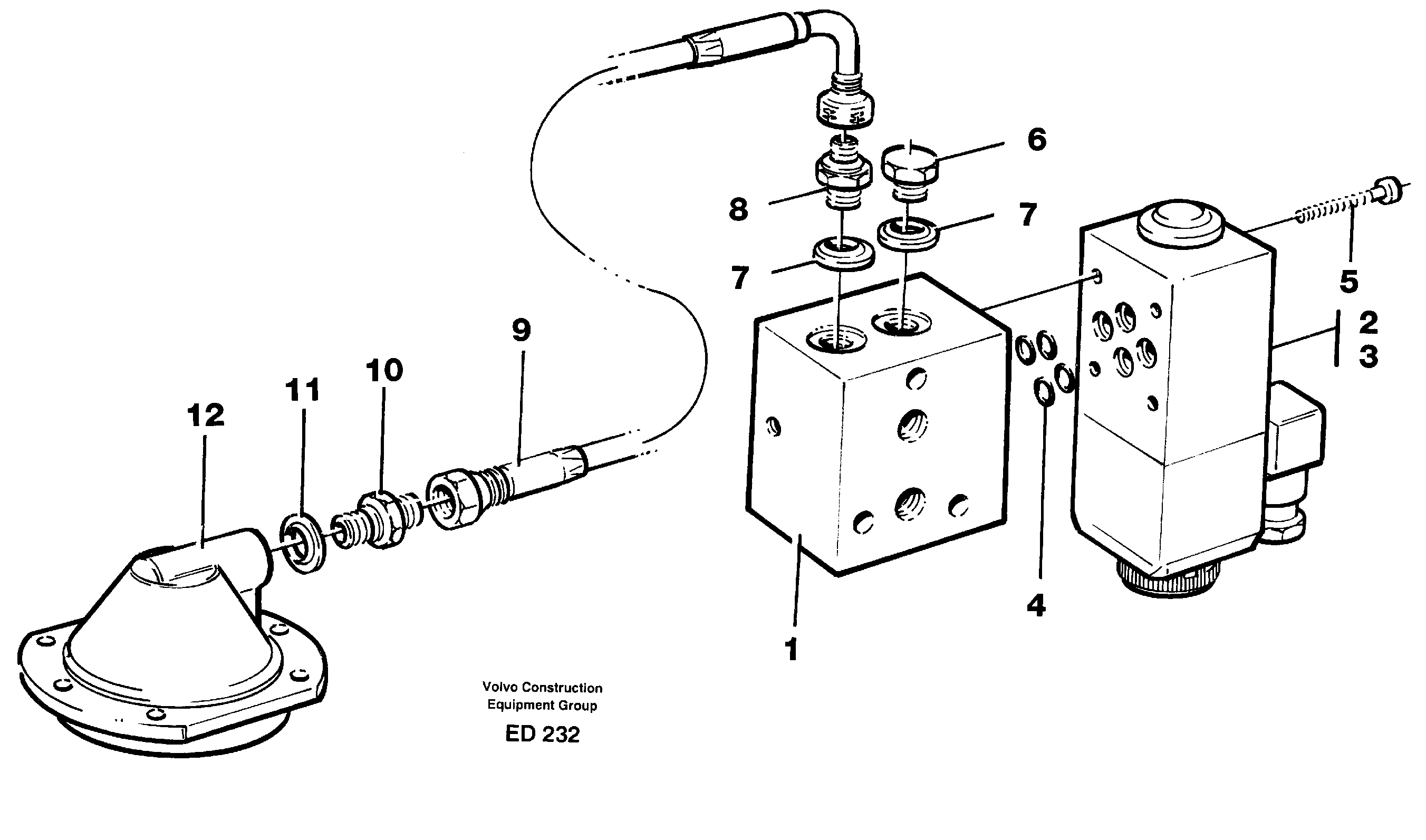 Differential lock, hydraulic line — volvo parts diagram