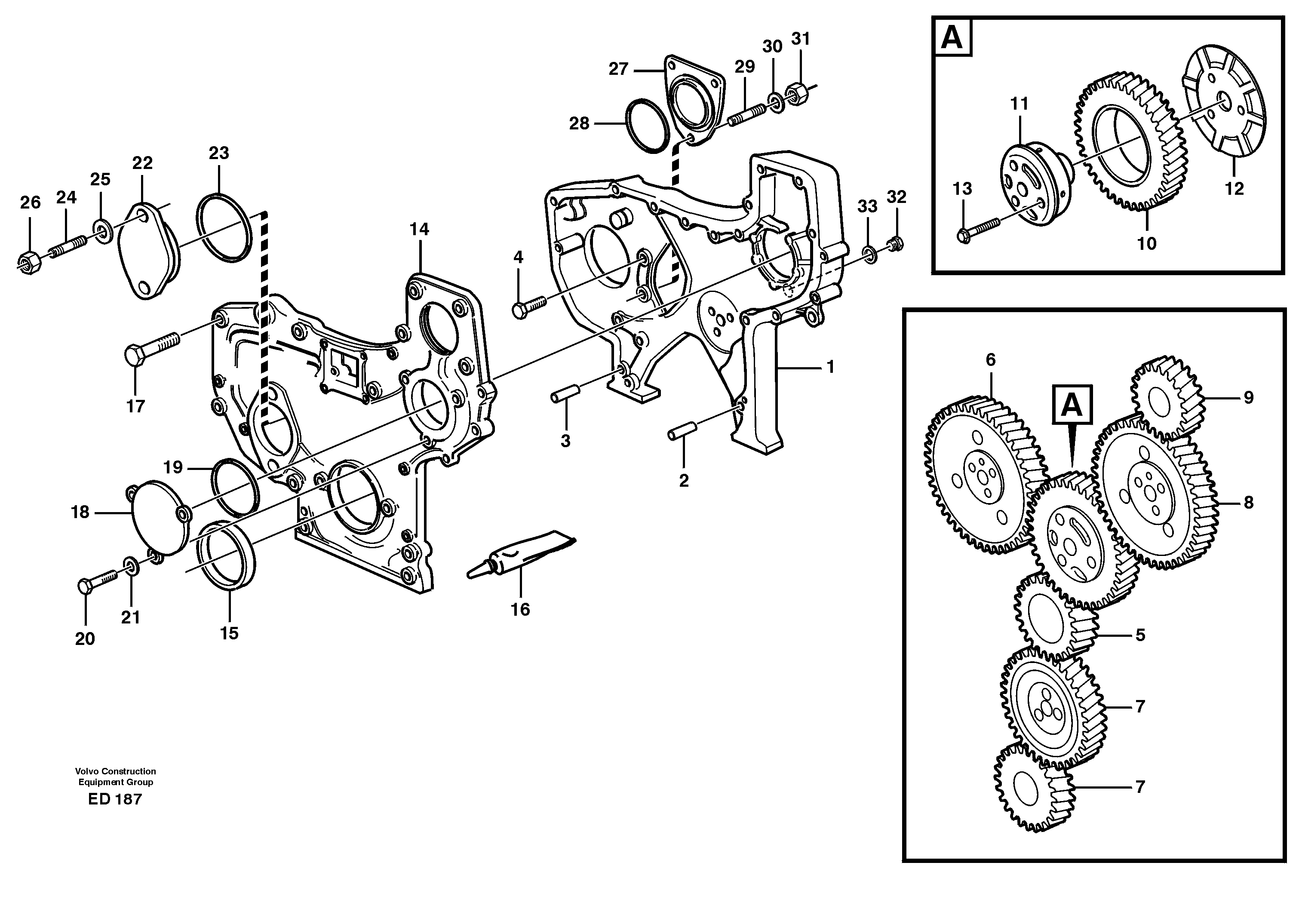 Timing gear casing and gears — volvo parts diagram
