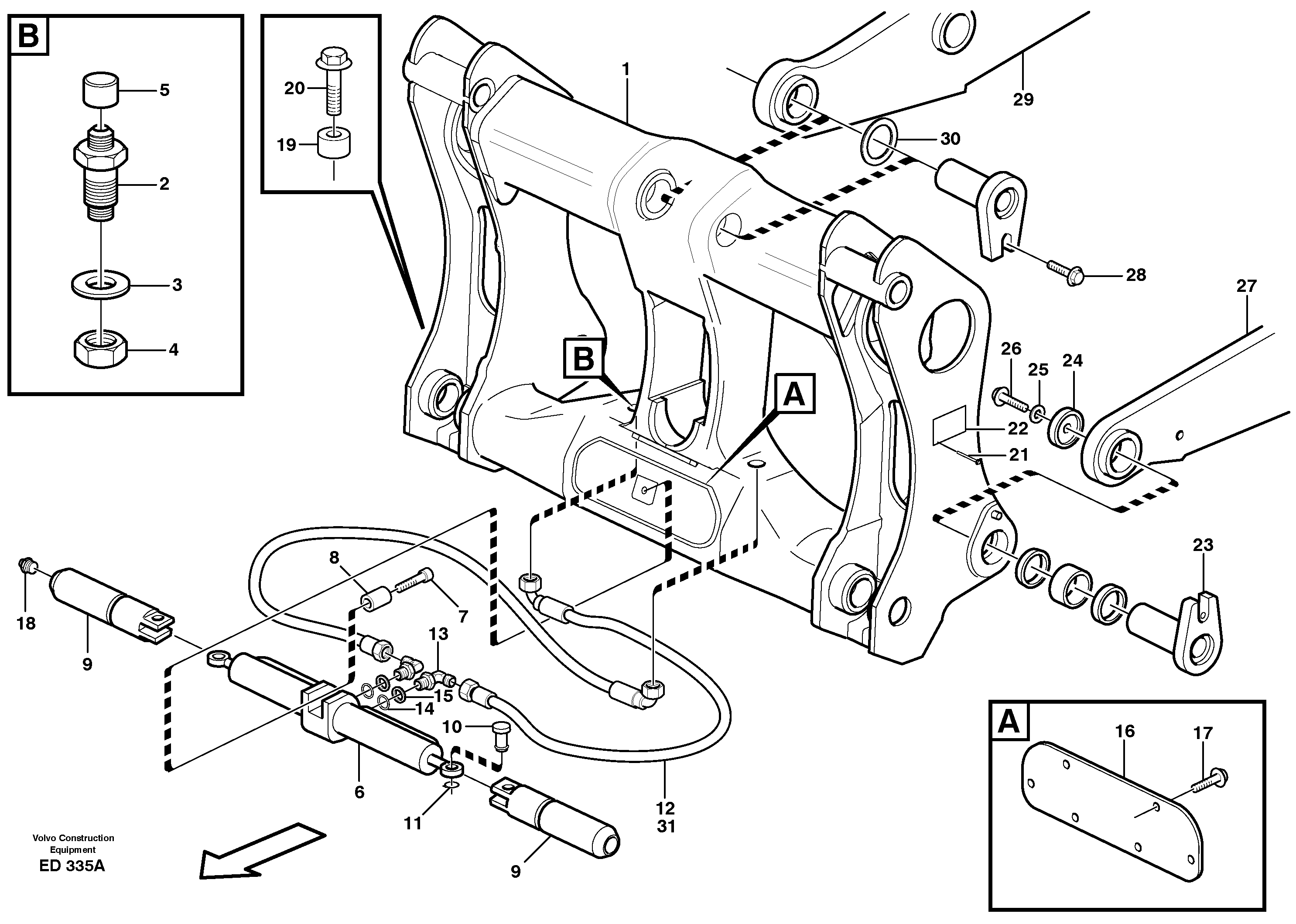 Hydraulic attachment bracket.  93643 — volvo parts diagram