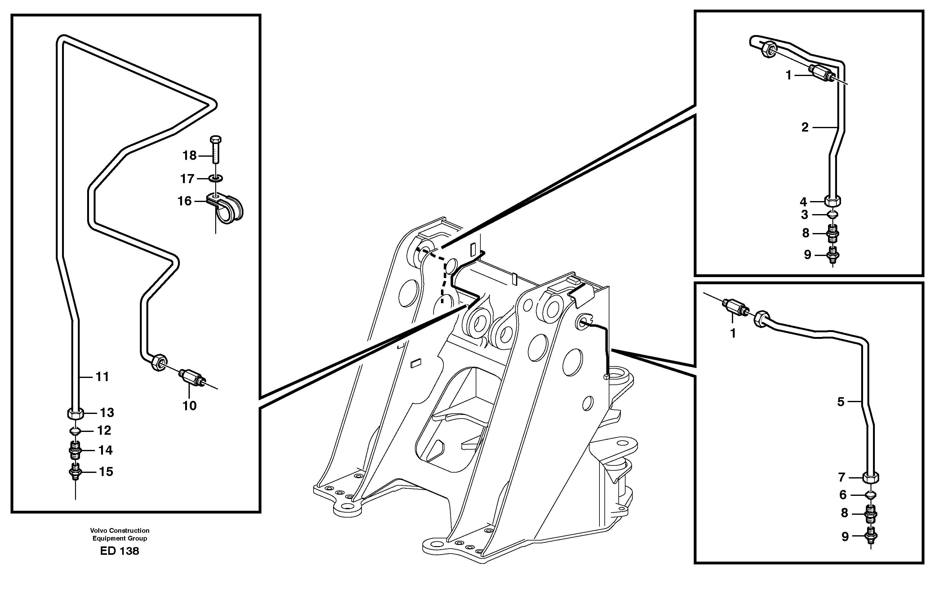 Extended lube points for lift arm system — volvo parts diagram