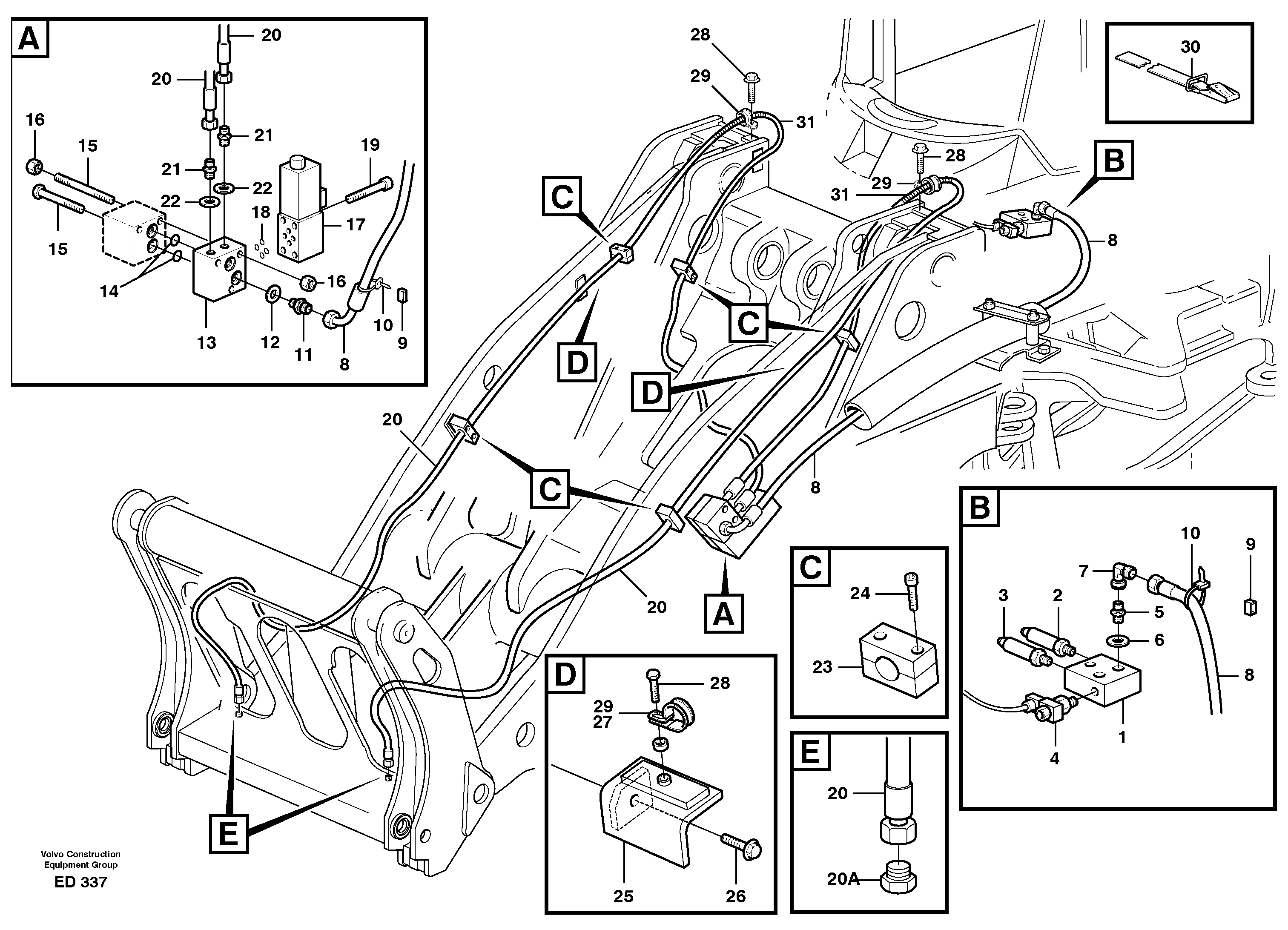Hydraulic system for attachment bracket.  80283 — volvo parts diagram