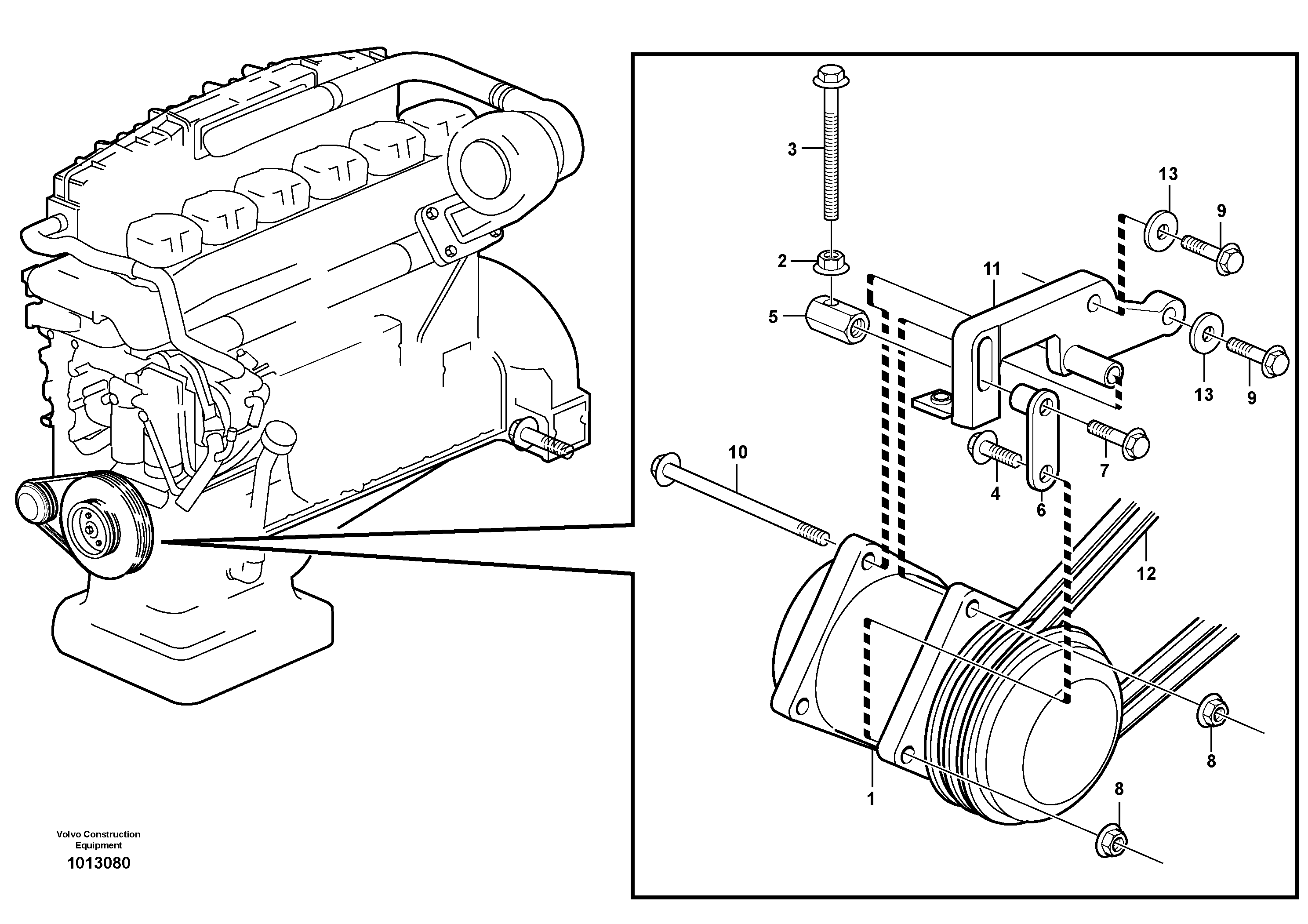 Compressor for cooling agent R134a with fitting parts.  80280 — volvo parts diagram