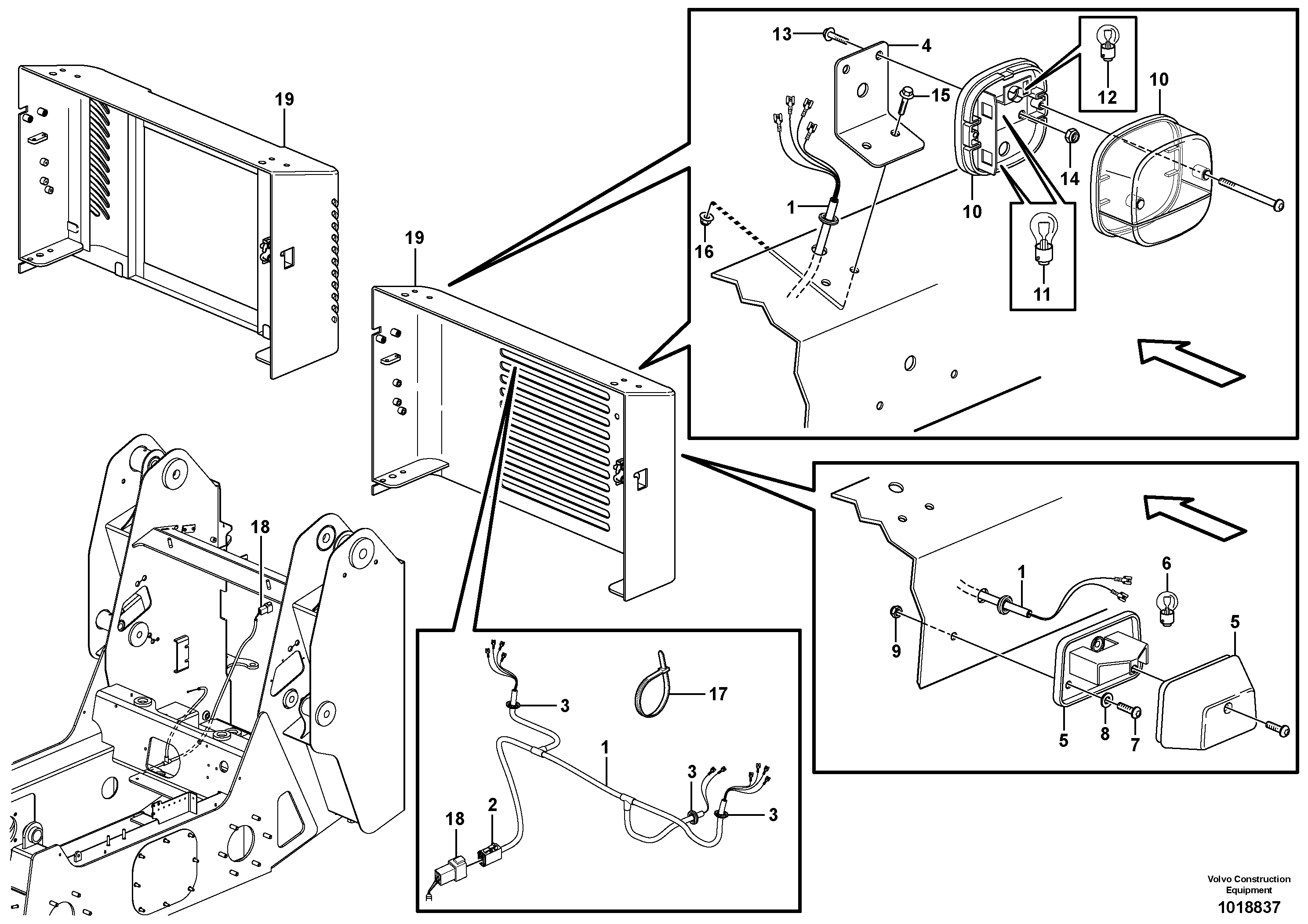 License plate lamp  11840331, 11840333, 1180335, 11840337 — volvo parts diagram