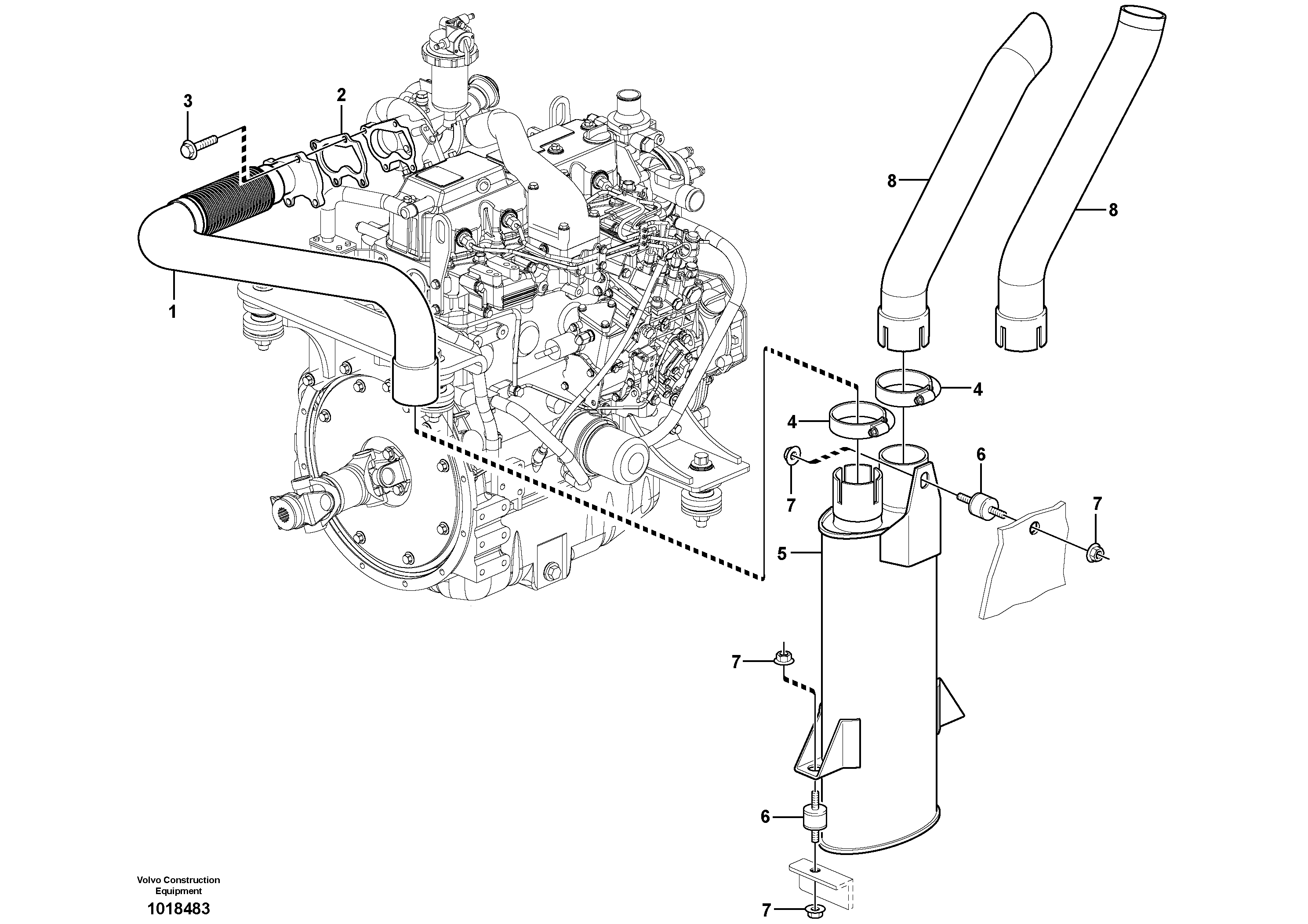 Exhaust system — volvo parts diagram