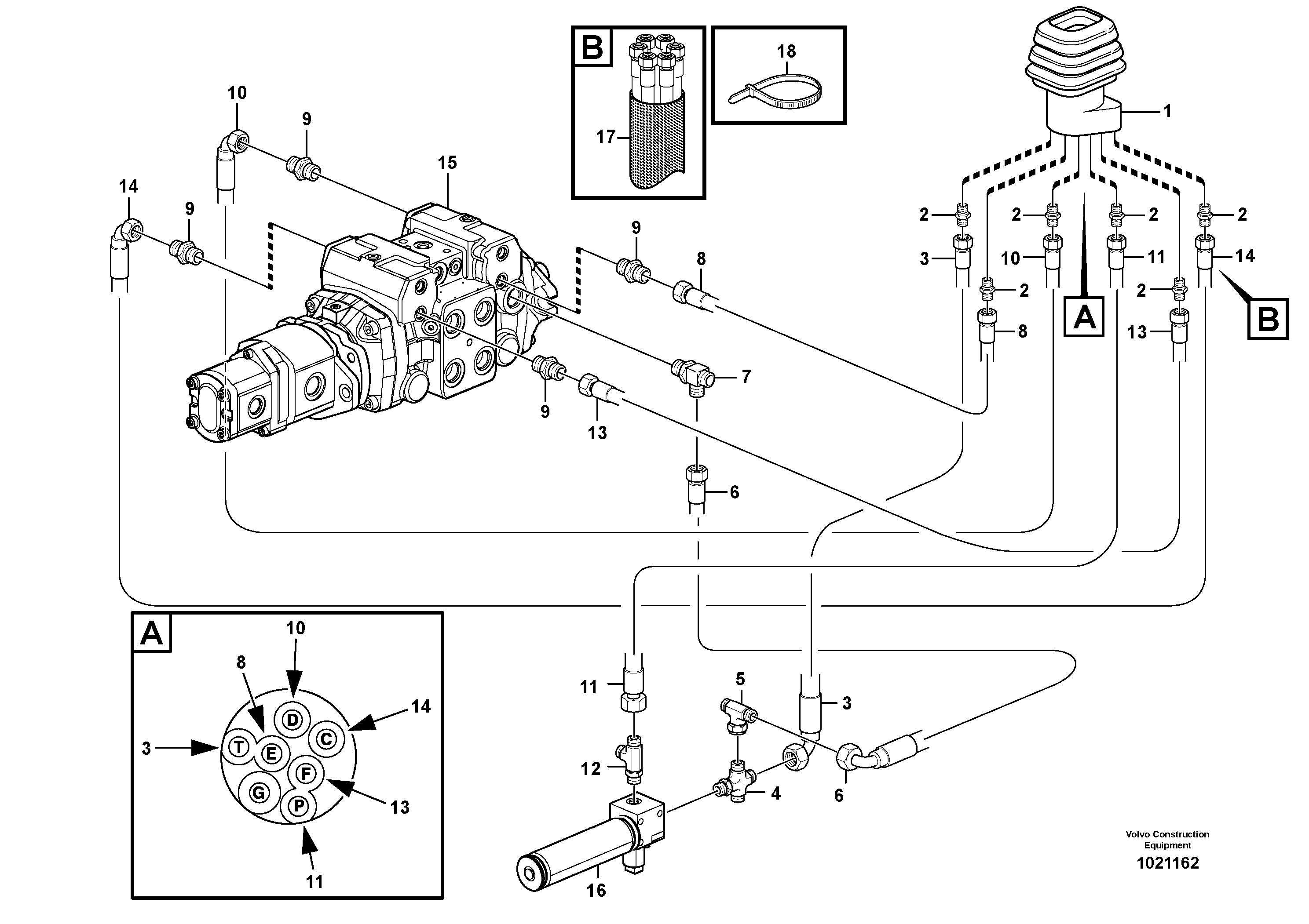 Singel control lever, forward/revers, stering system  11840315, 11840316, 118403157, 11840318 — volvo parts diagram