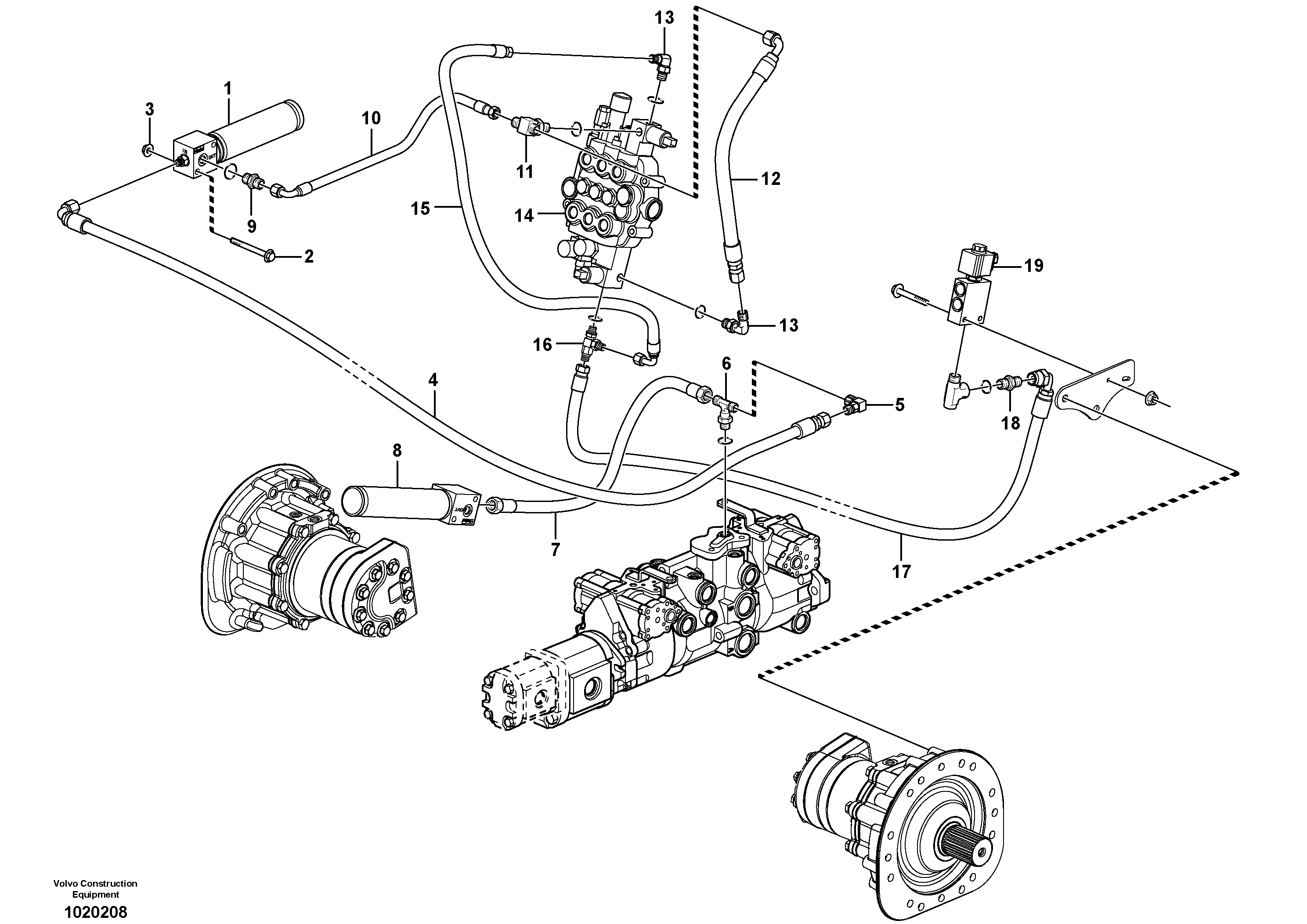 Pipes and hoses hydraulic system Std  11840235, 11840236, 11840237, 11840238 — volvo parts diagram