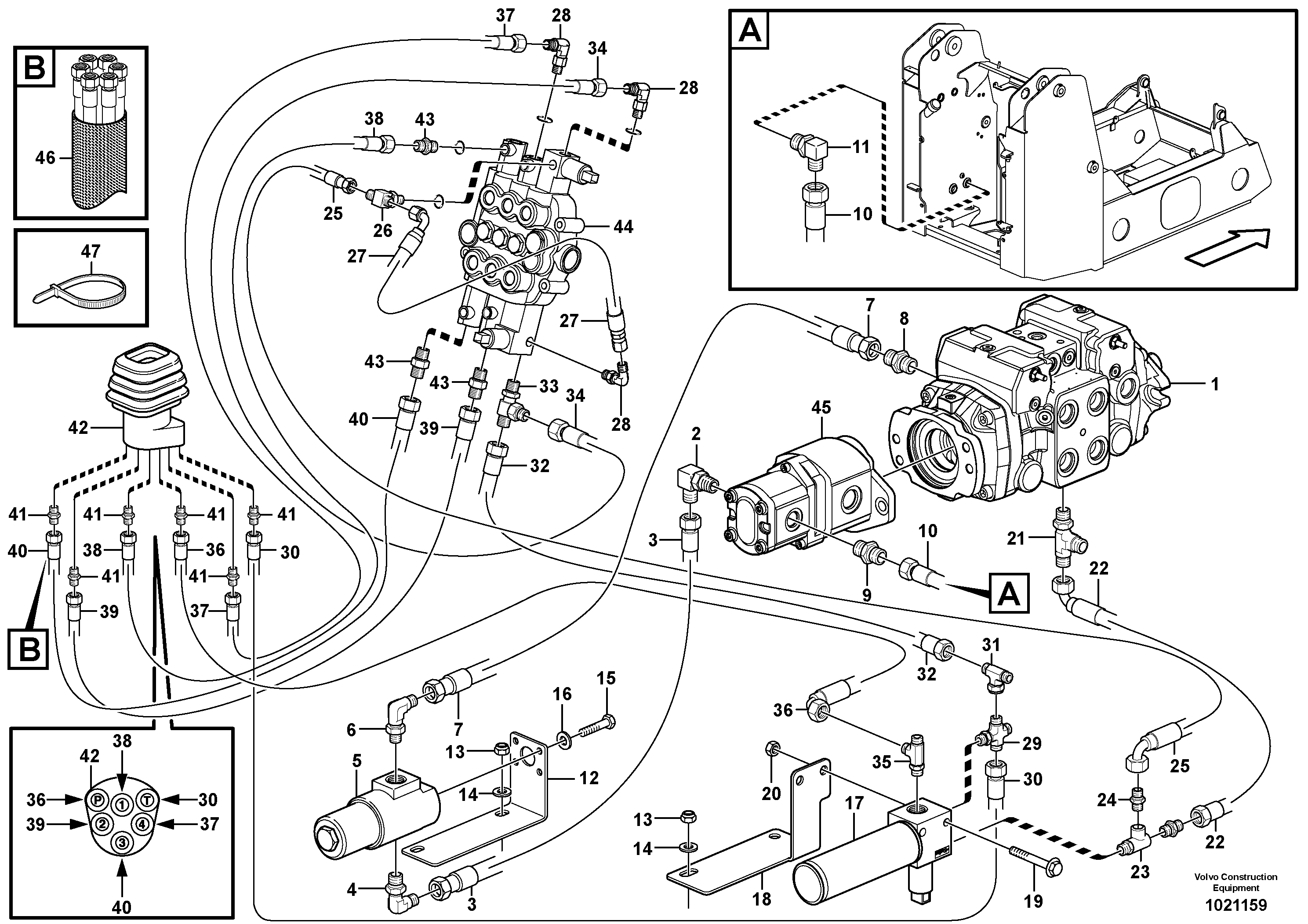 Singel control lever, lift and tilt funktion  11840315, 11840316, 11840317, 11840318 — volvo parts diagram