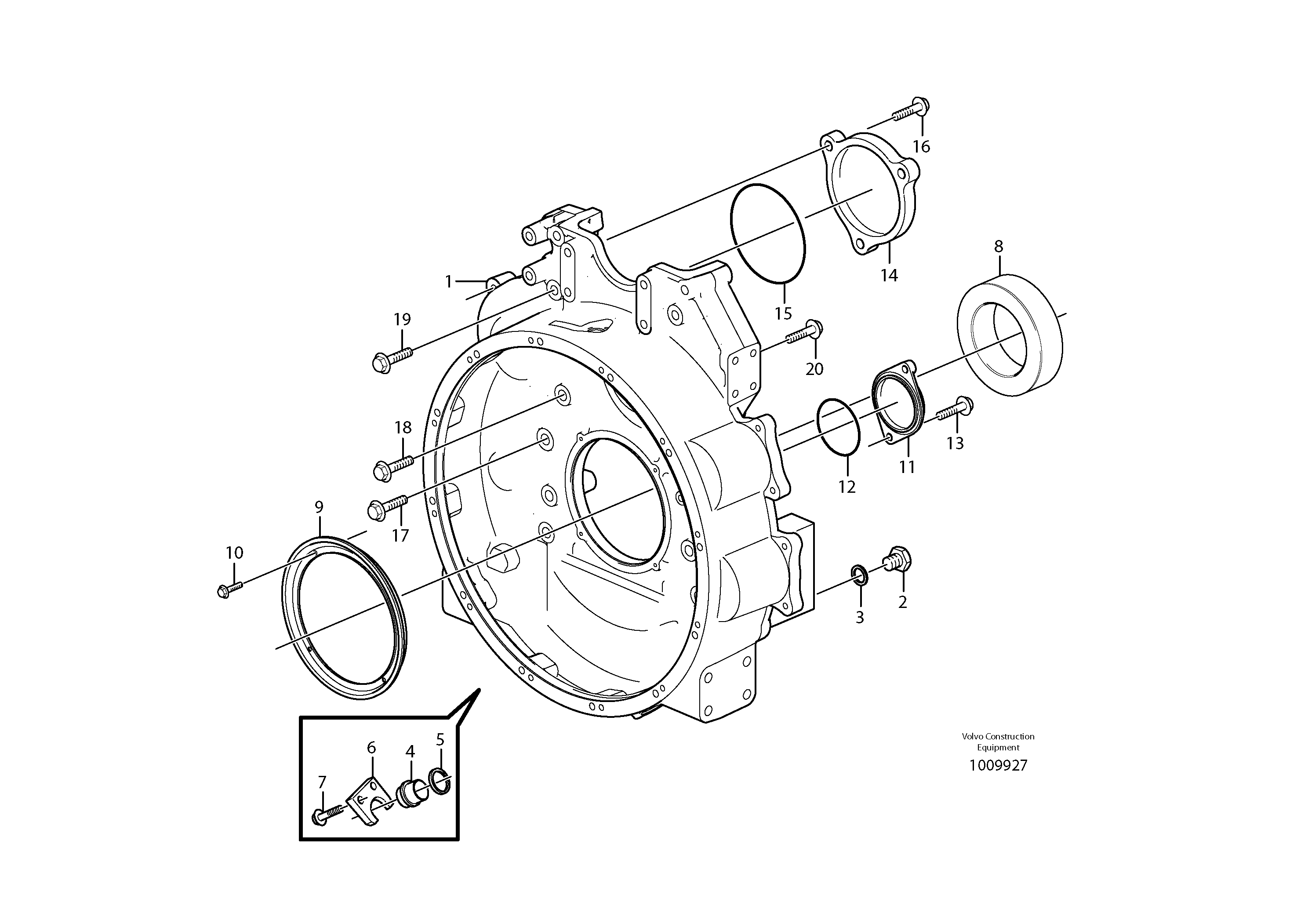 Flywheel housing — volvo parts diagram