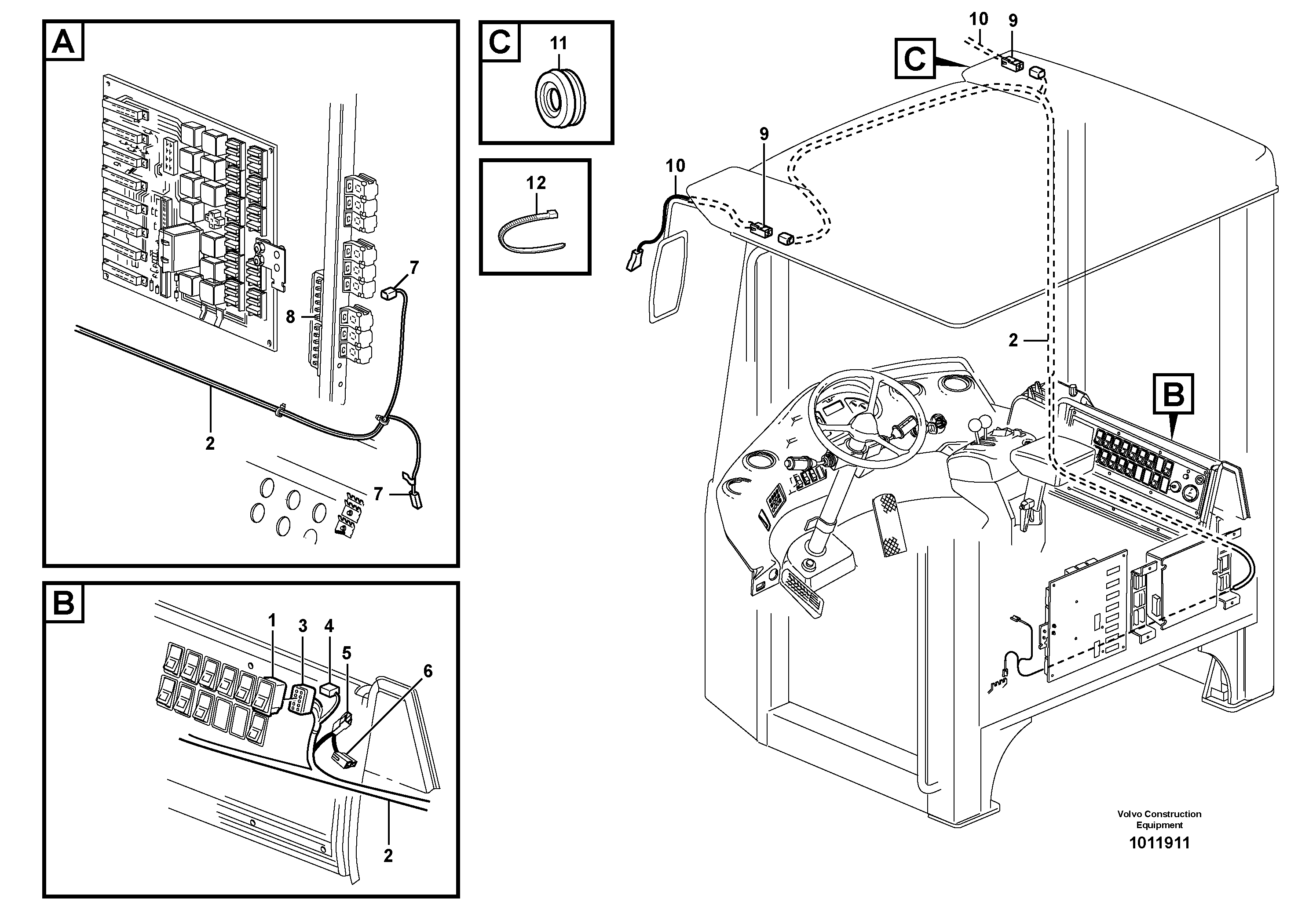 Cable harness, electr. heated rear-view mirror  80830 — volvo parts diagram