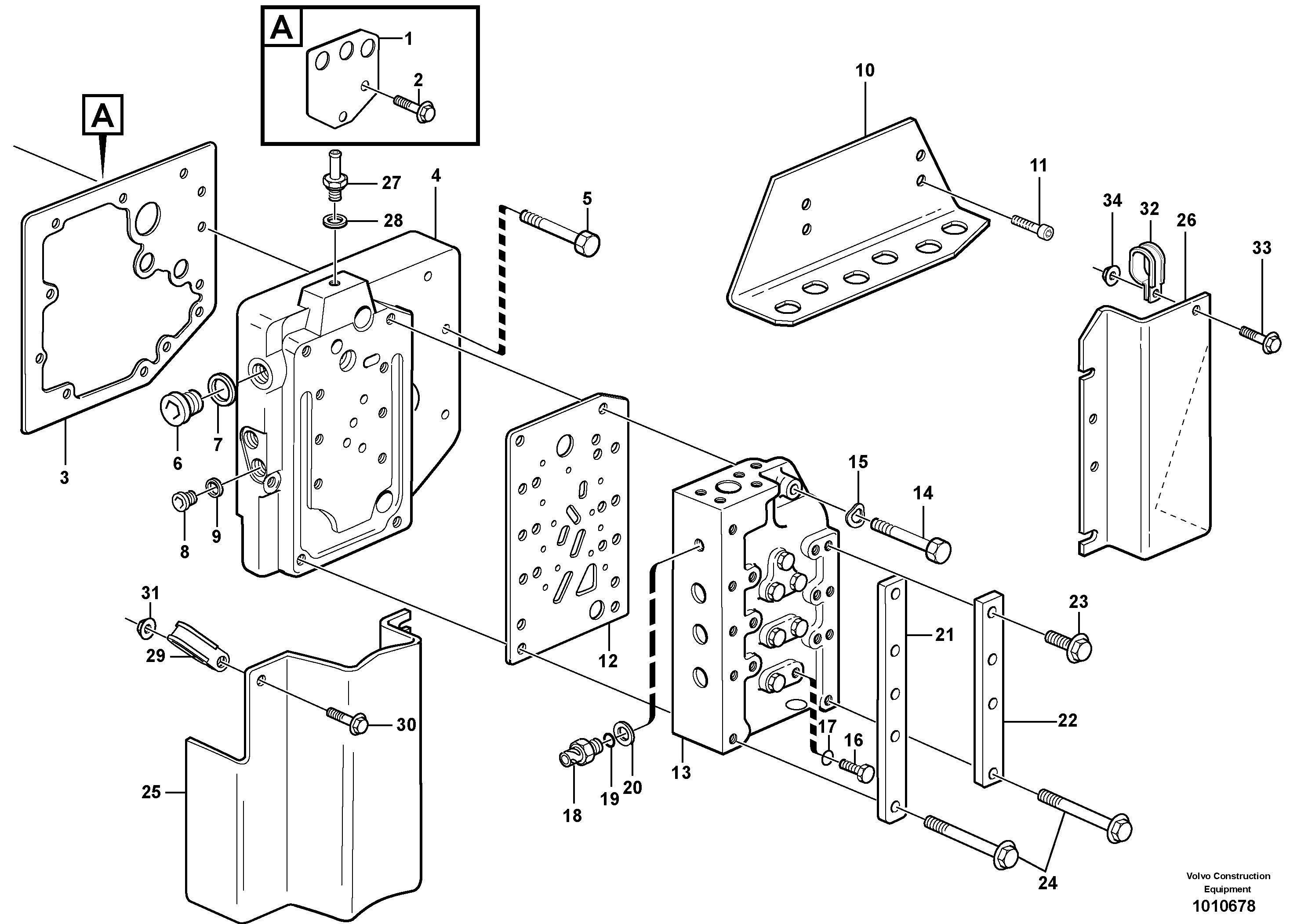 Range selector valve with fitting parts — volvo parts diagram