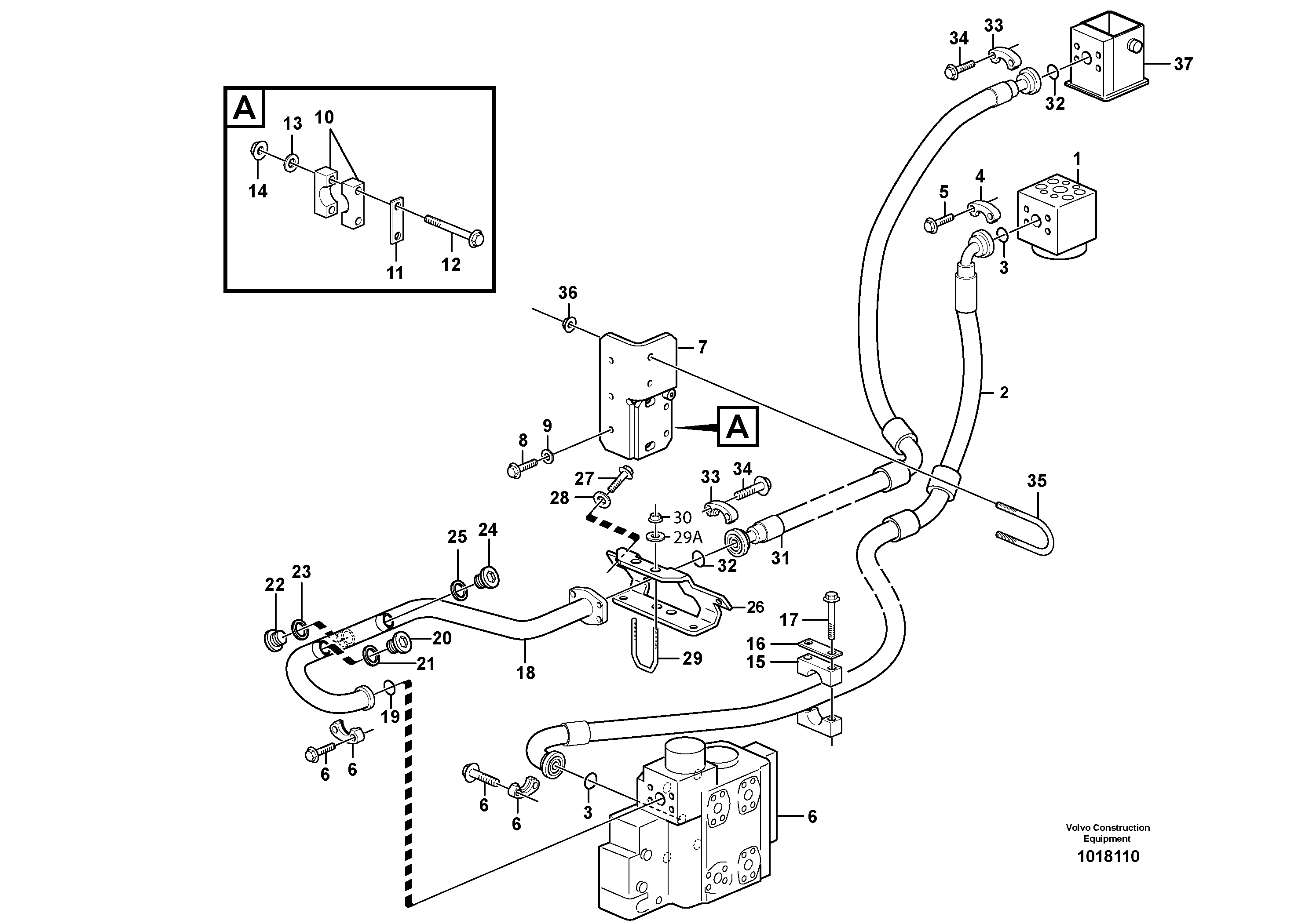 Feed- and return lines - control valve — volvo parts diagram