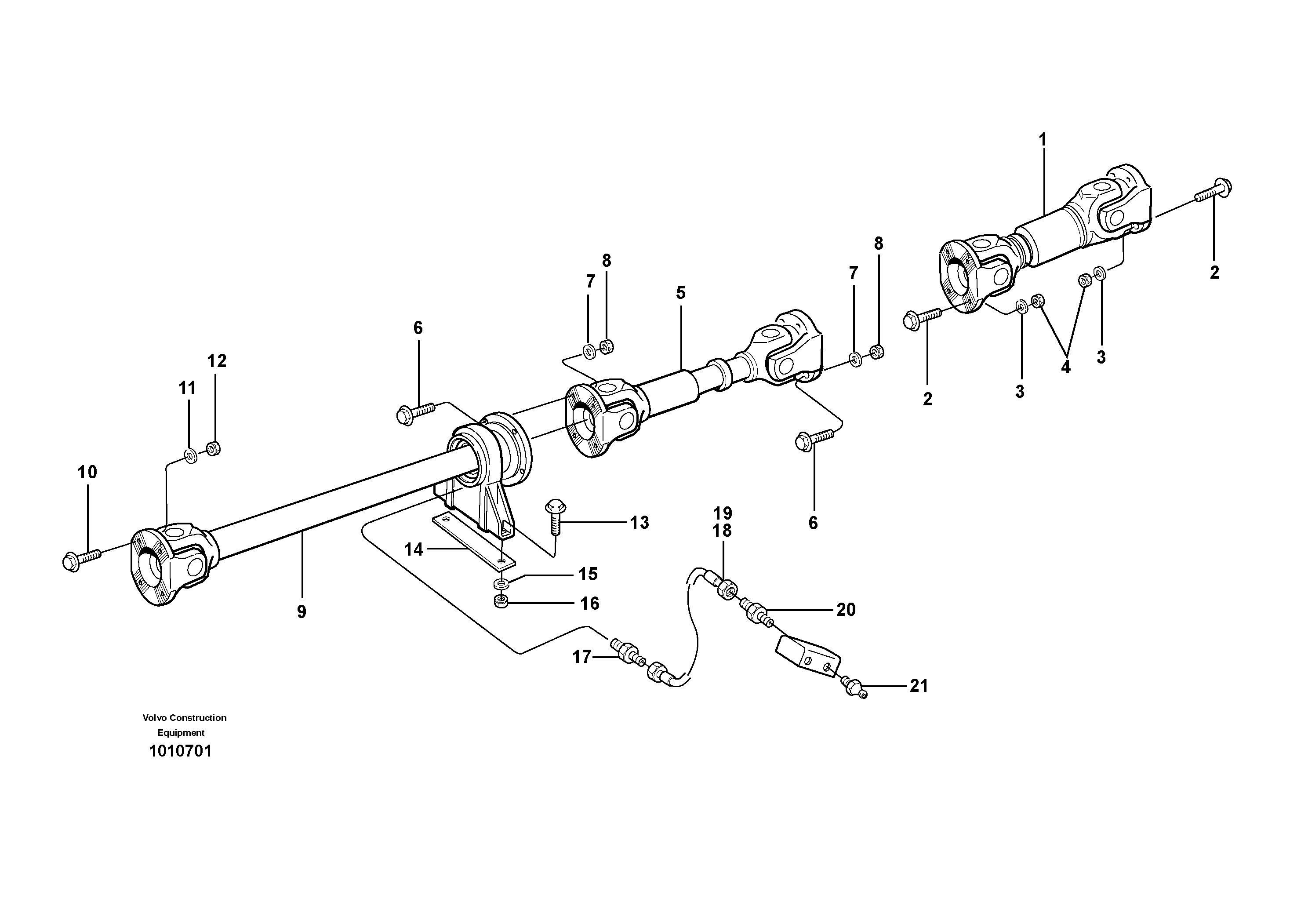 Propeller shafts with fitting parts — volvo parts diagram