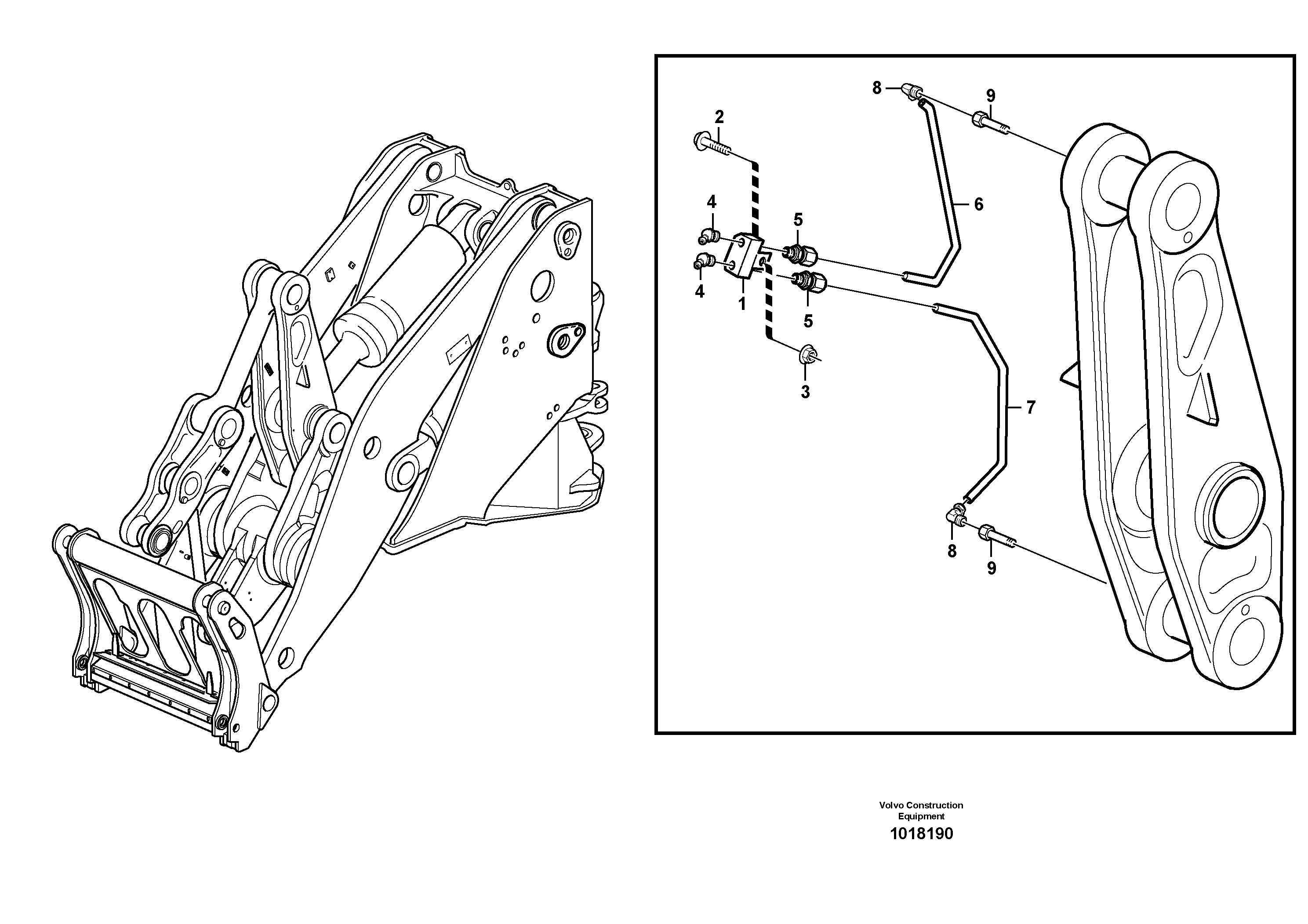 Extended lube points for lift arm system  82268 SER NO 8878 - — volvo parts diagram