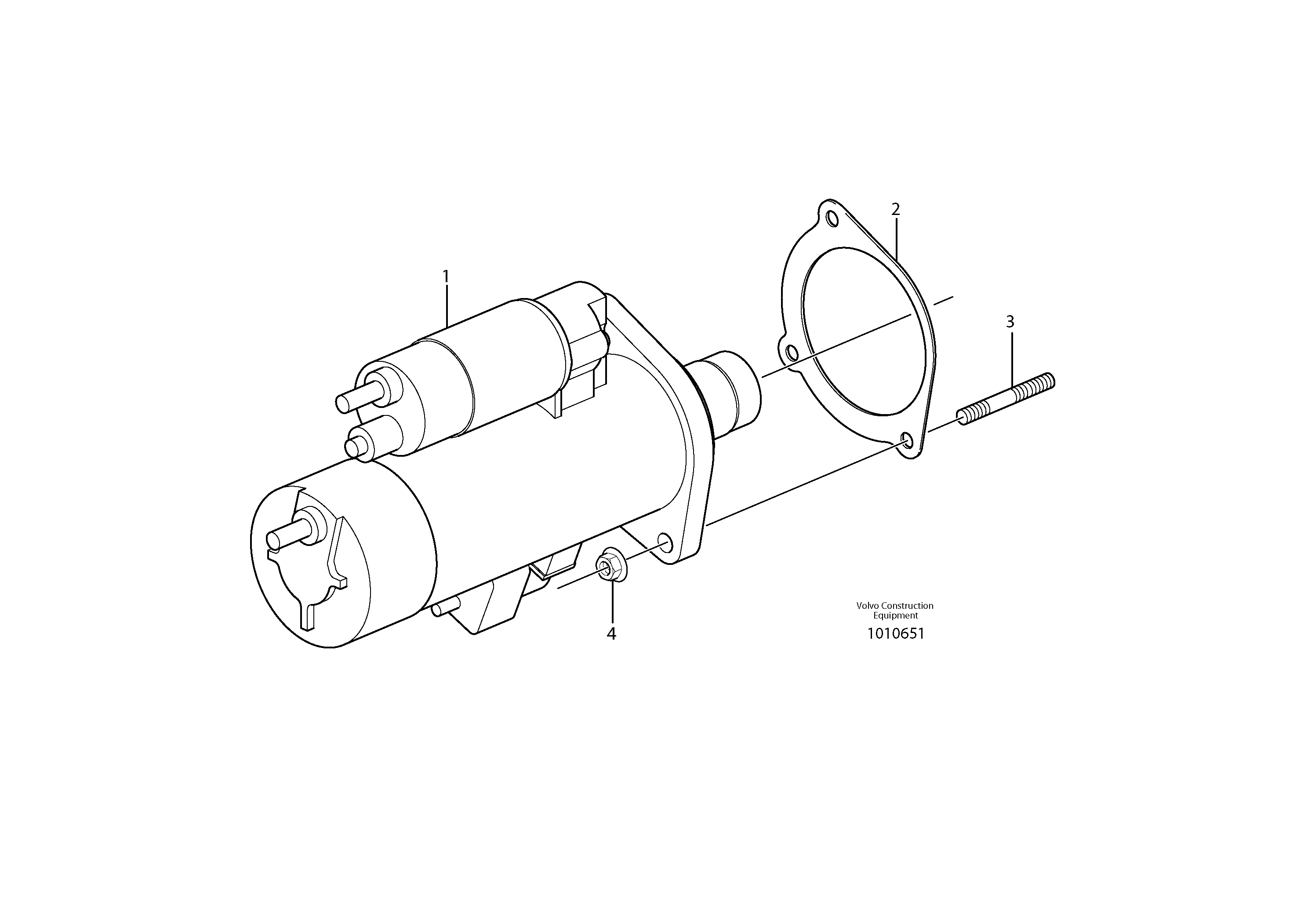 Starter motor with assembling details — volvo parts diagram