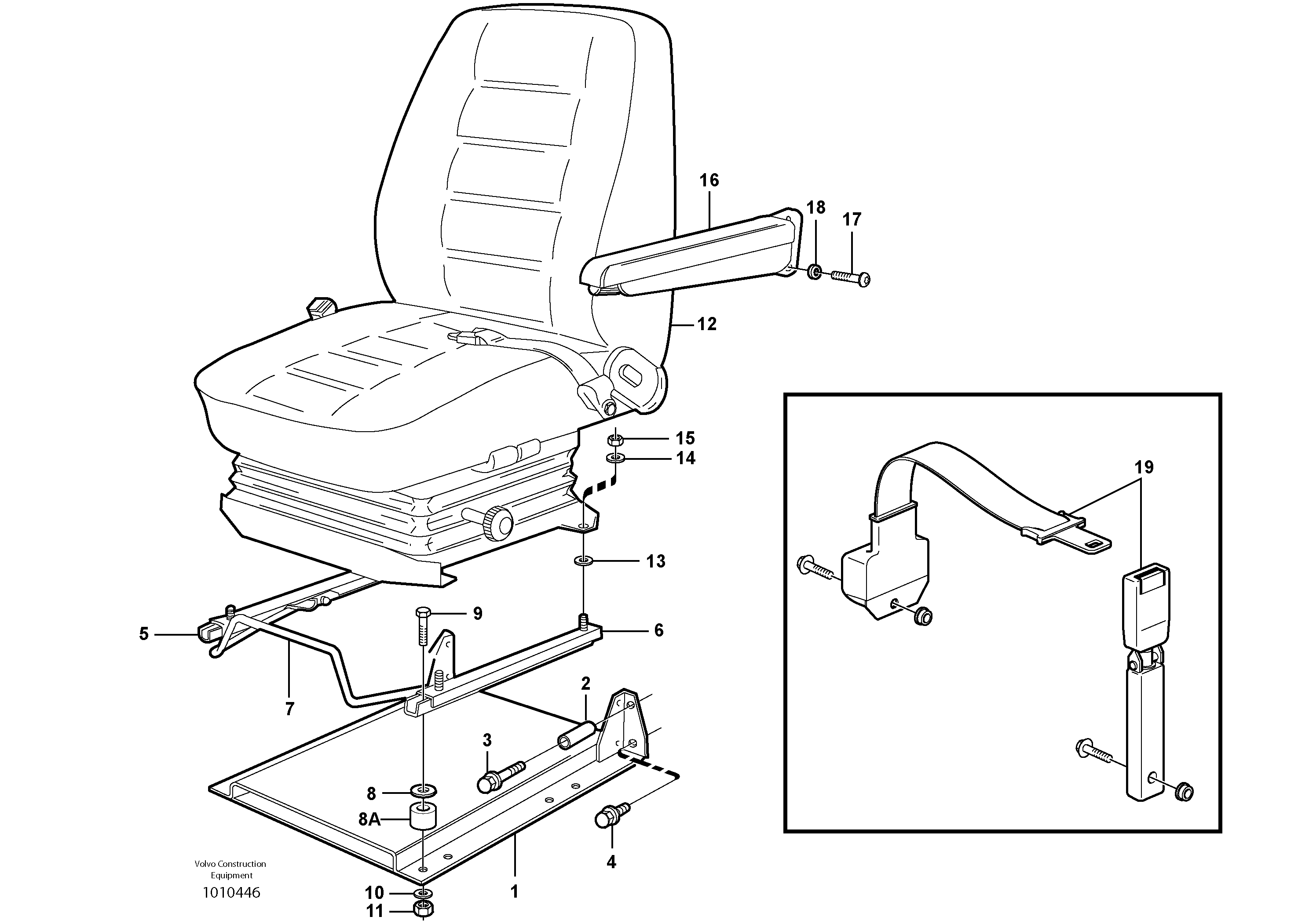 Operator seat with fitting parts — volvo parts diagram