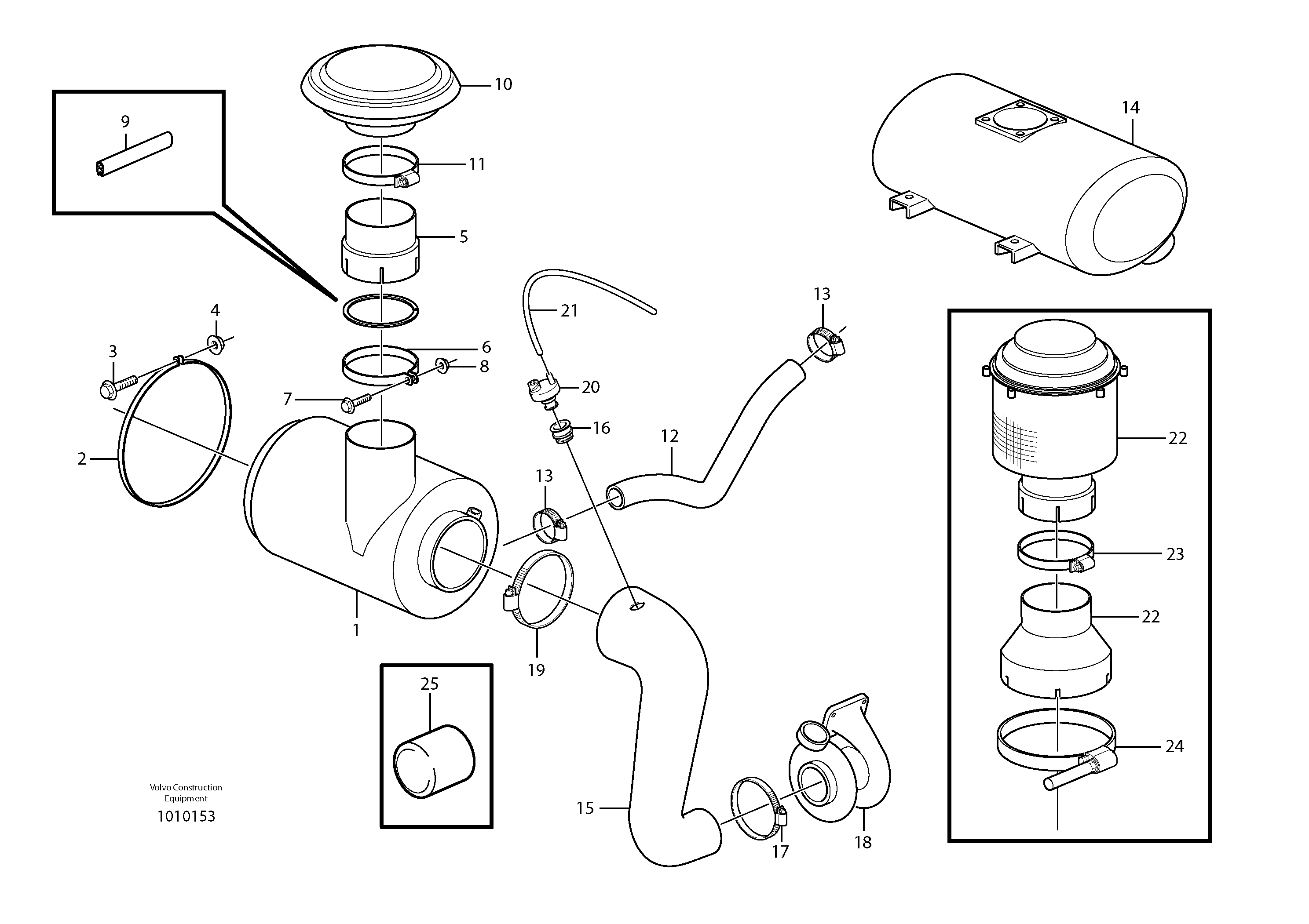 Air filter with fitting parts — volvo parts diagram