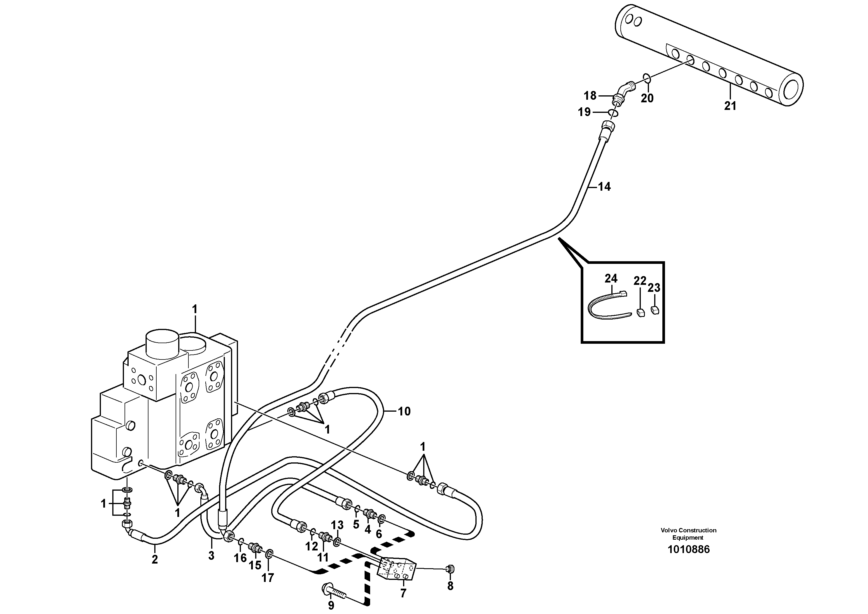Draining line - control valve — volvo parts diagram