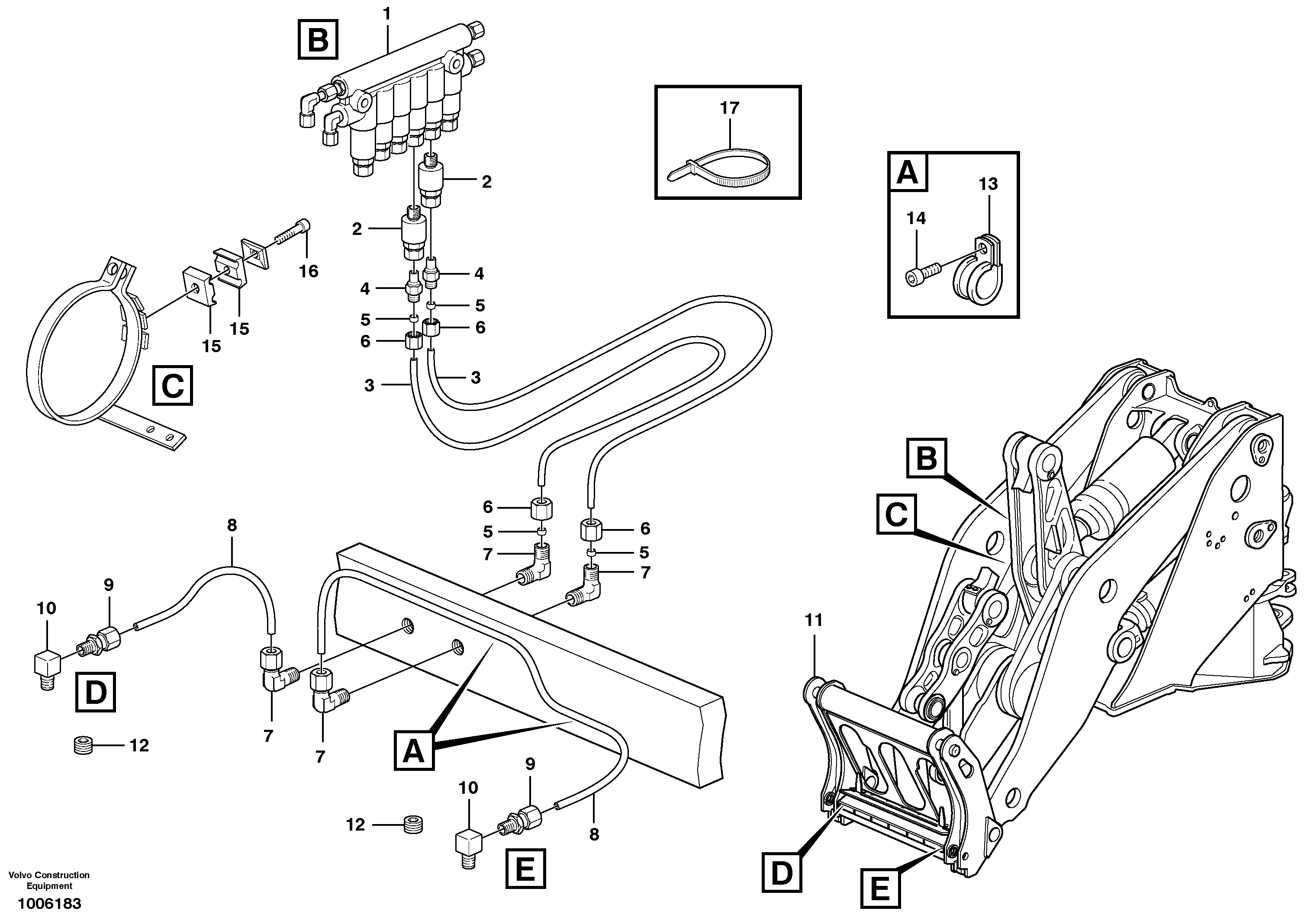 Central lubrication for tool bar.  80959,  94804 — volvo parts diagram