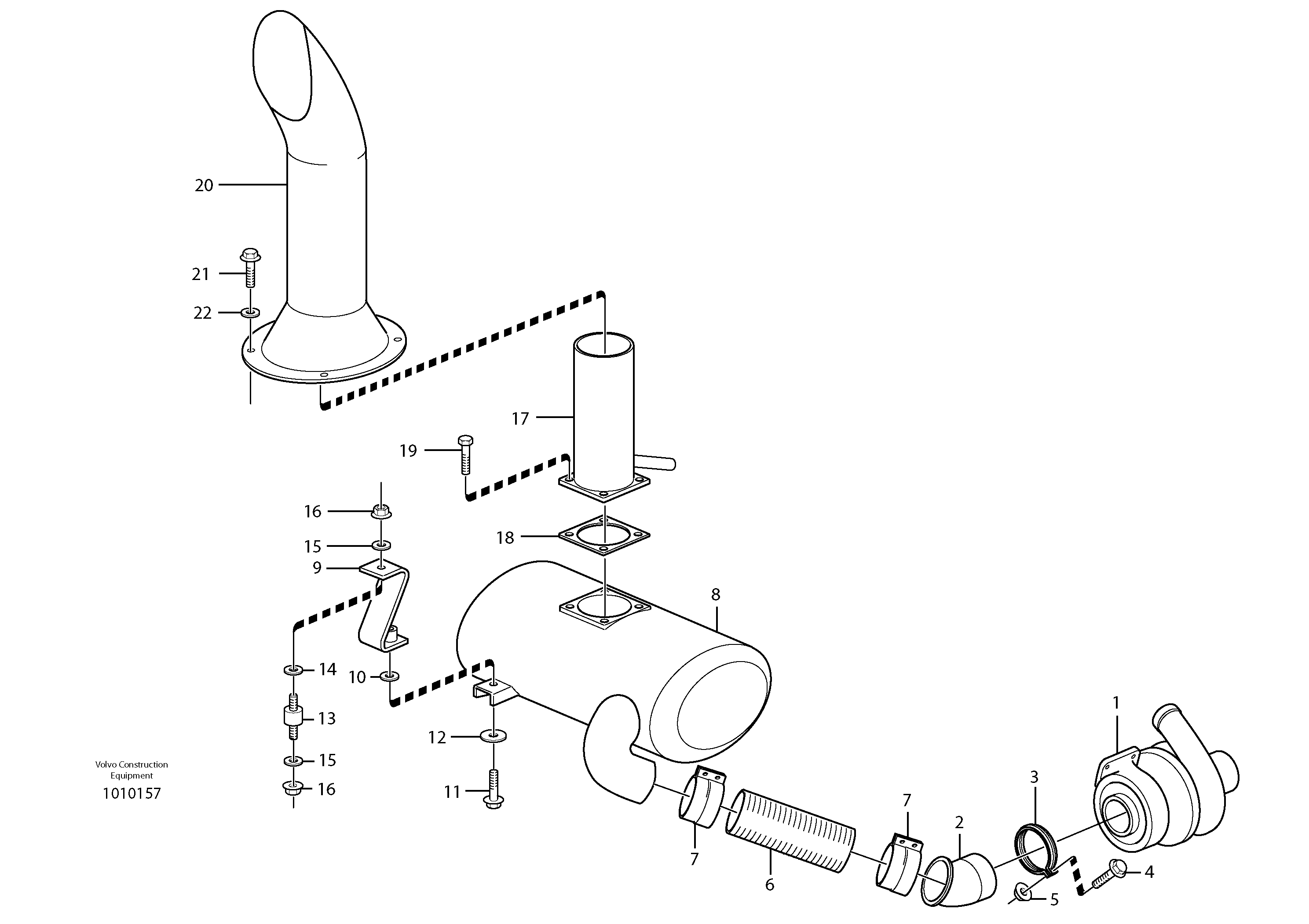 Exhaust system, silencer — volvo parts diagram