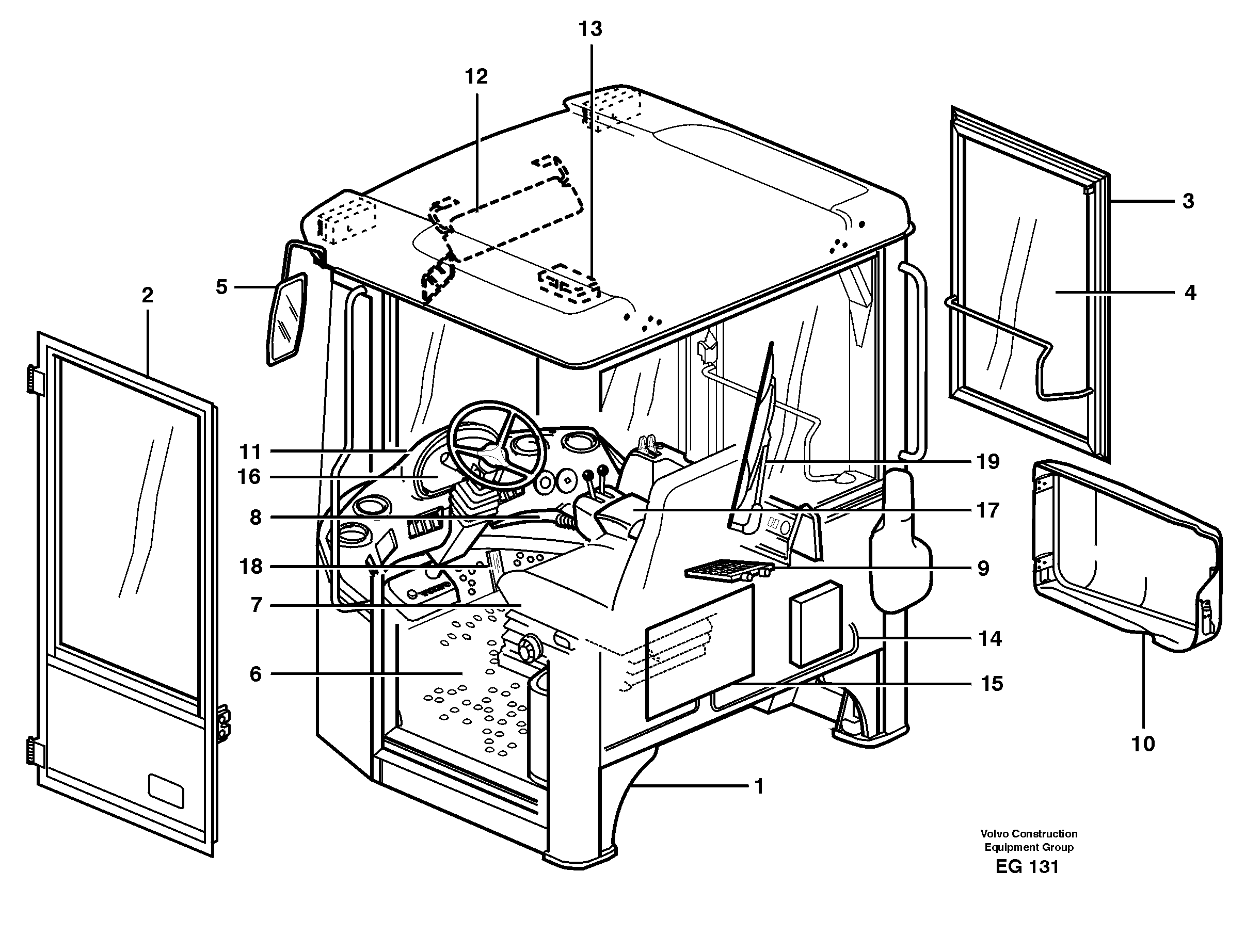 Drivers cab — volvo parts diagram