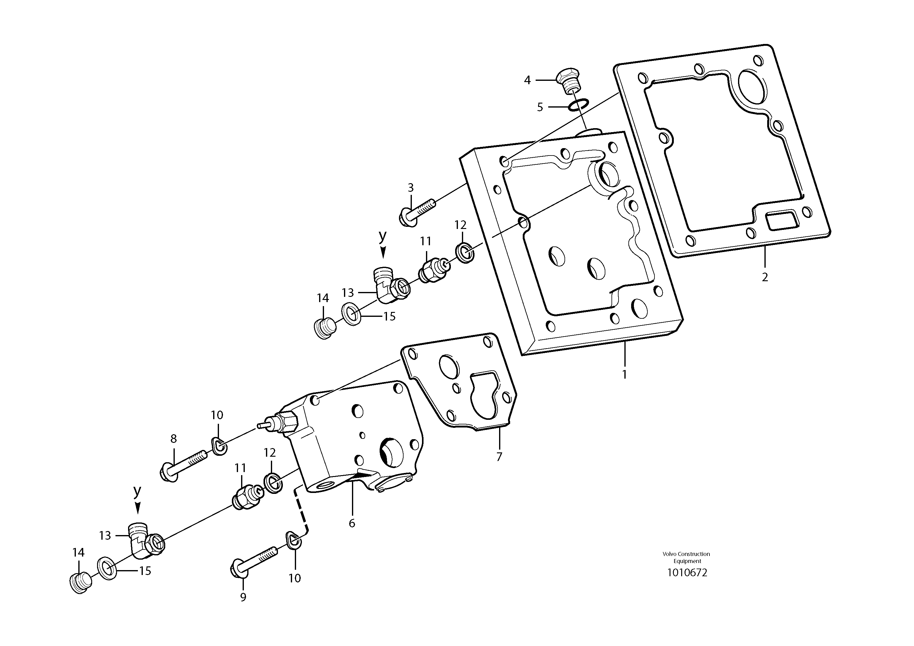 Lubricating oil valve with fitting parts — volvo parts diagram