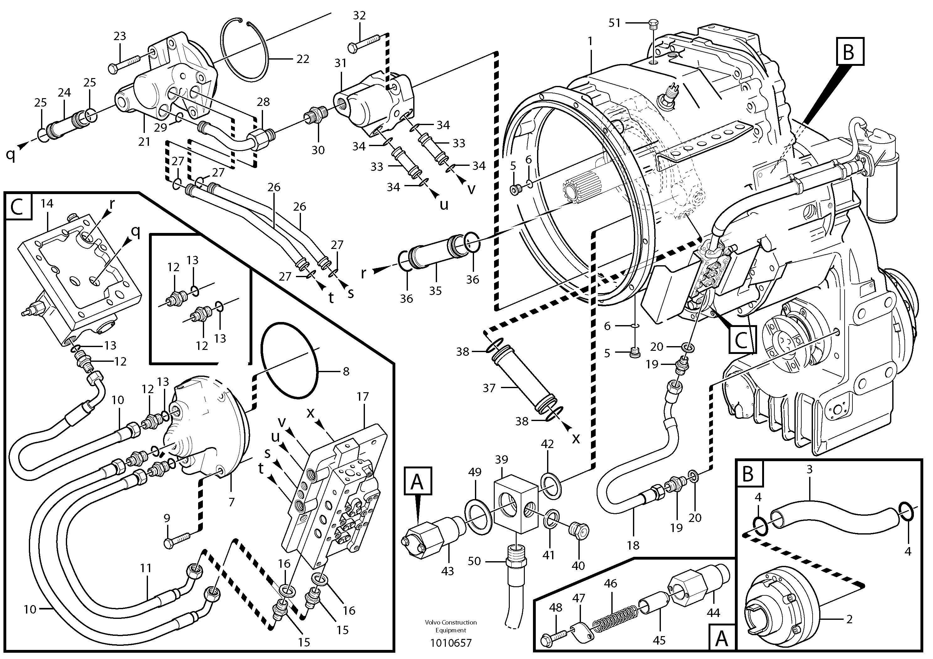 Oil distributor and tube — volvo parts diagram
